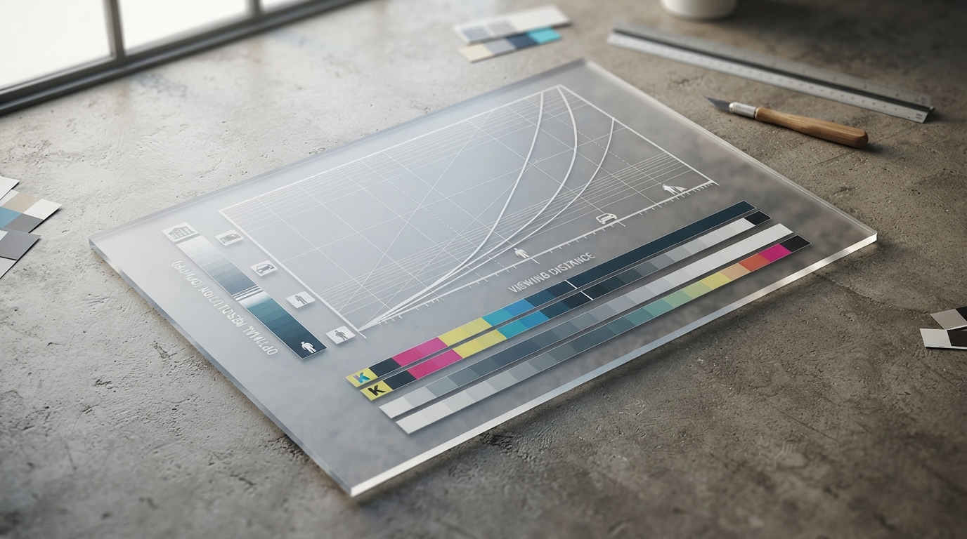 Designer reviewing print resolution and large-format production samples