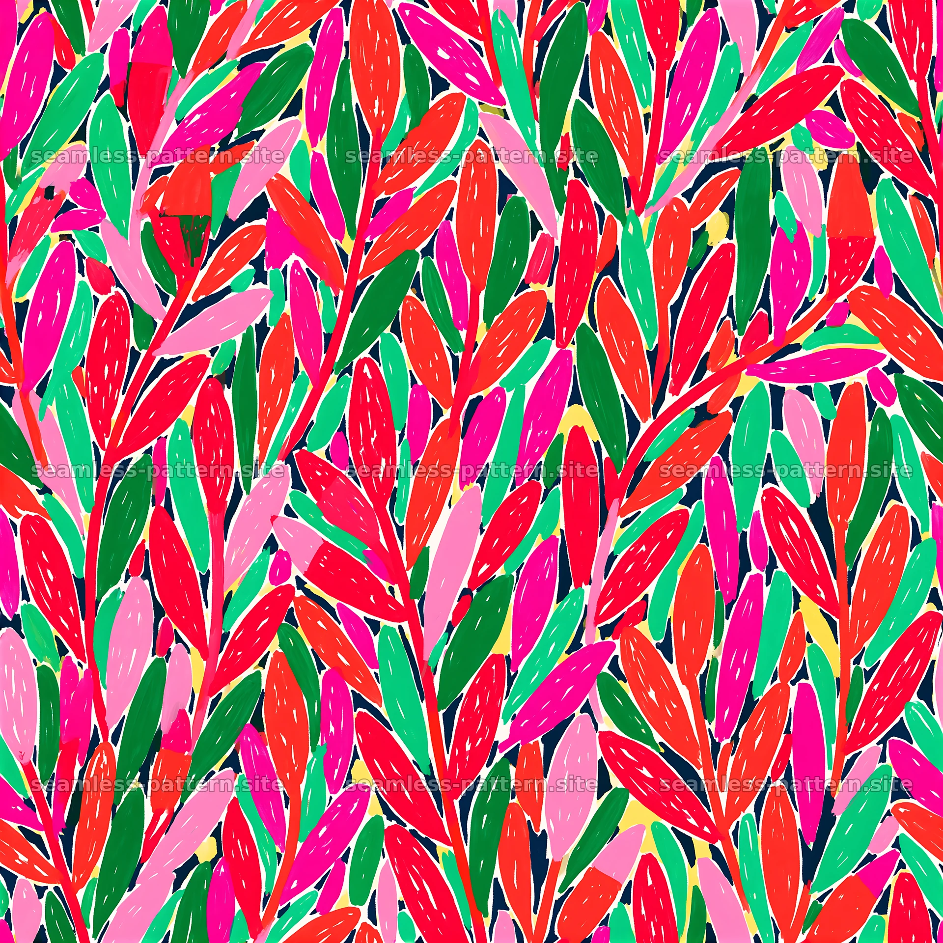 Colorful Hand Painted Leaf Seamless Pattern — seamless tileable pattern at 8192x8192