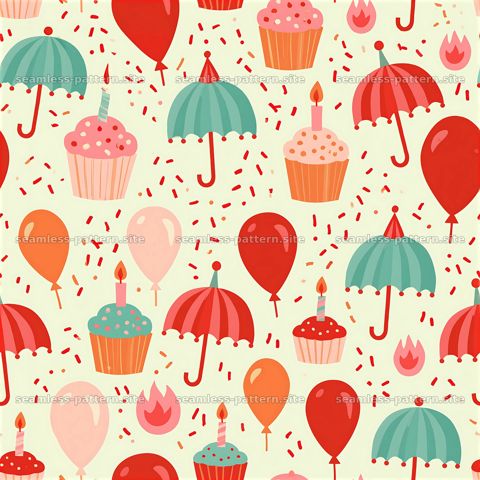 Birthday Party Celebration Seamless Pattern — seamless tileable pattern at 8192x8192