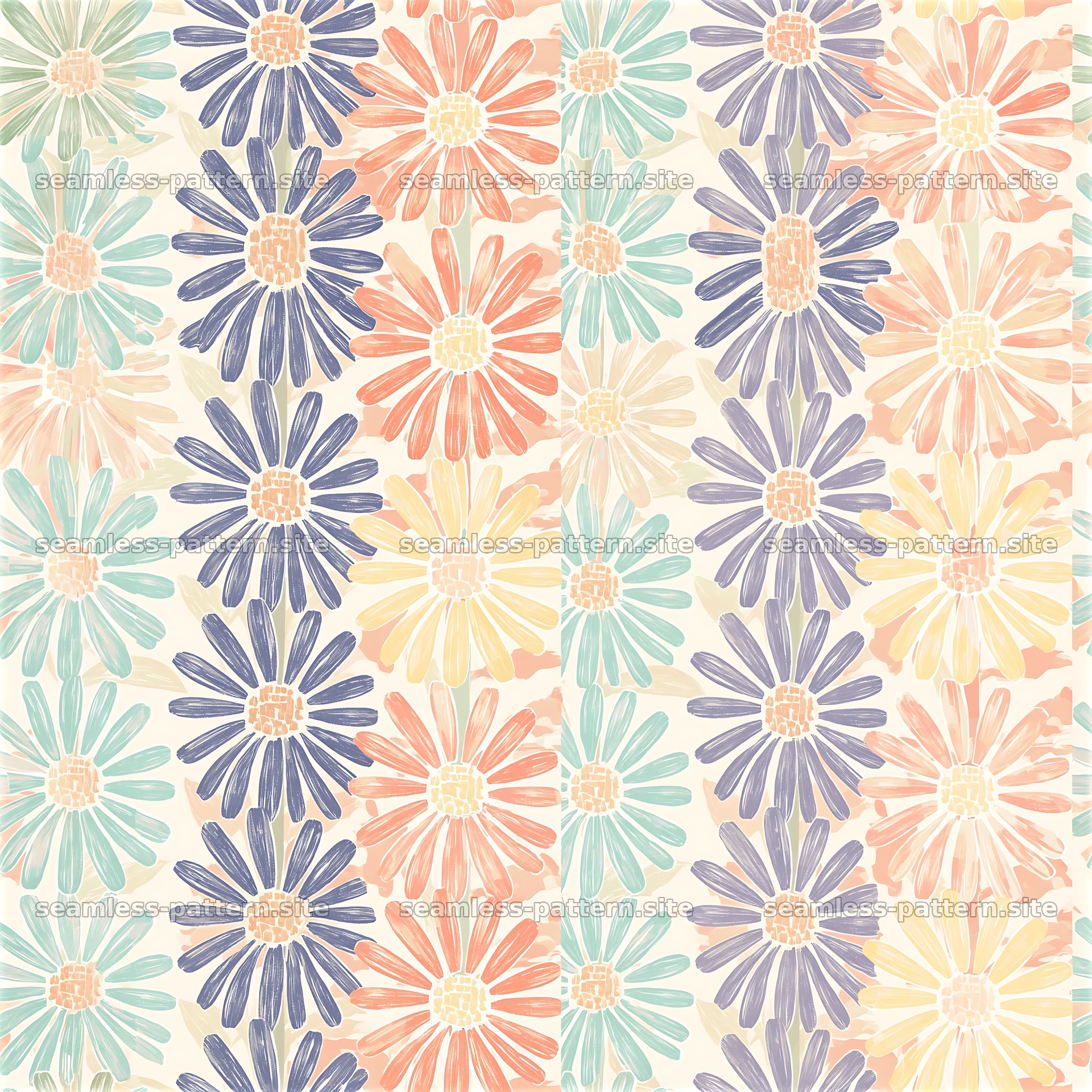 Colorful flower seamless pattern with various flower shapes — seamless tileable pattern at 8192x8192