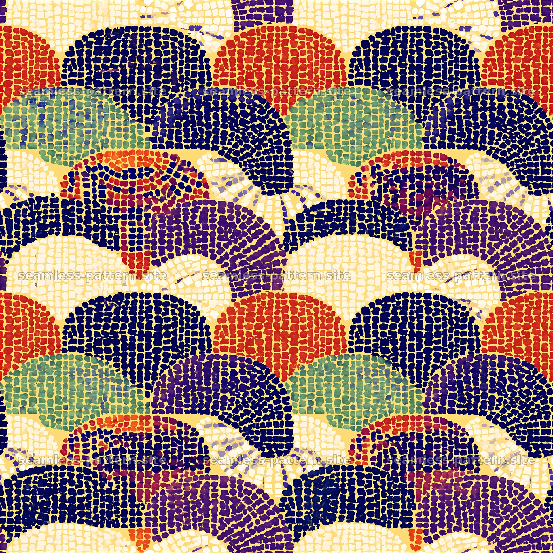 Colorful Seashell Mosaic Seamless Pattern — seamless tileable pattern at 8192x8192