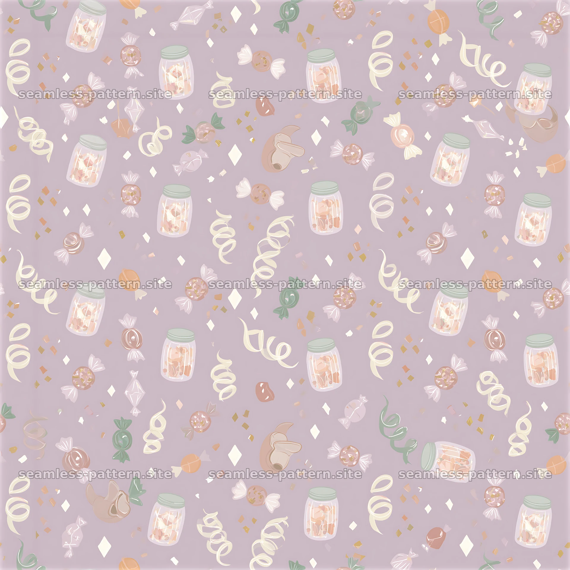 Colorful jars and decorative elements seamless pattern design — seamless tileable pattern at 8192x8192