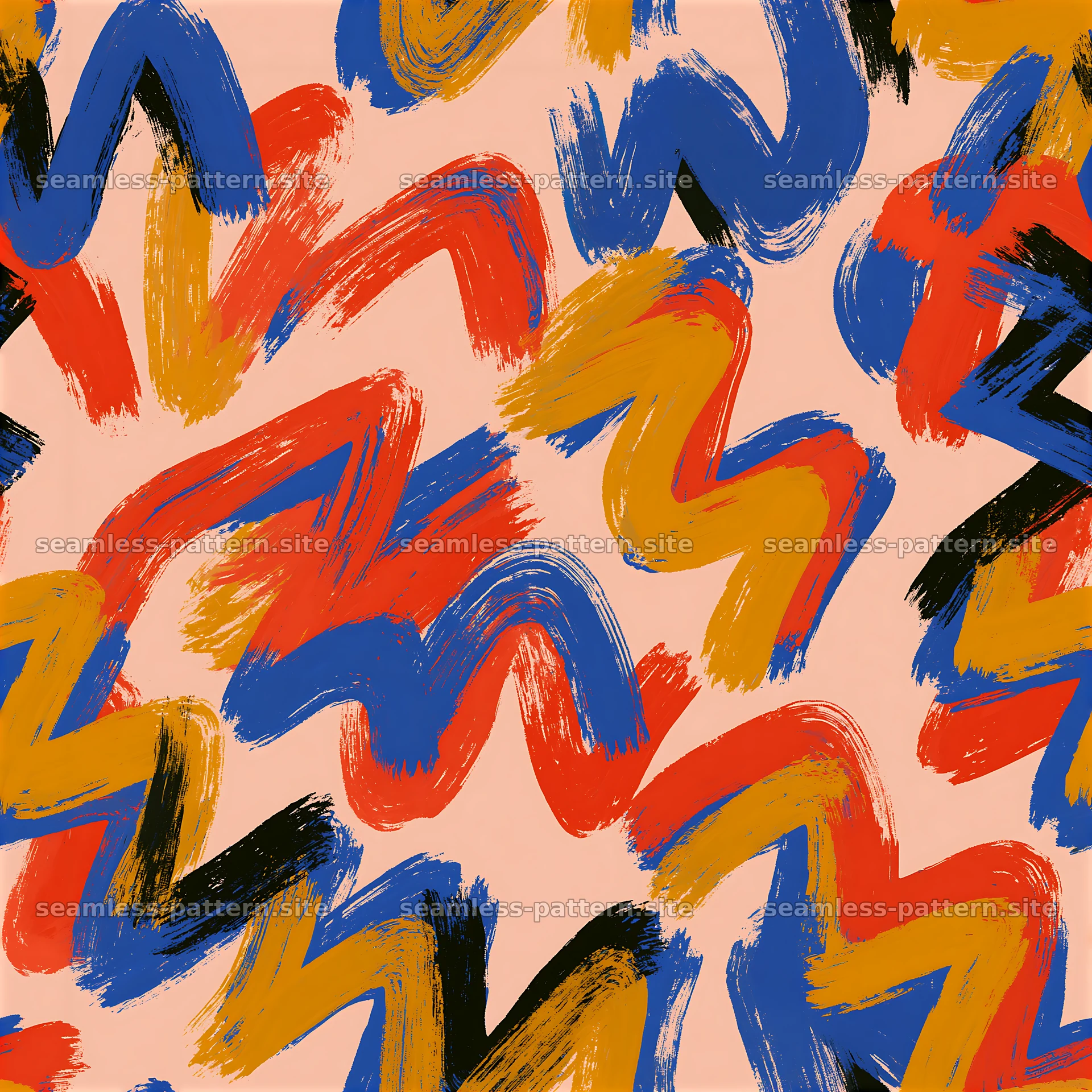 Seamless contemporary brushstroke texture in vibrant colors — seamless tileable pattern at 8192x8192