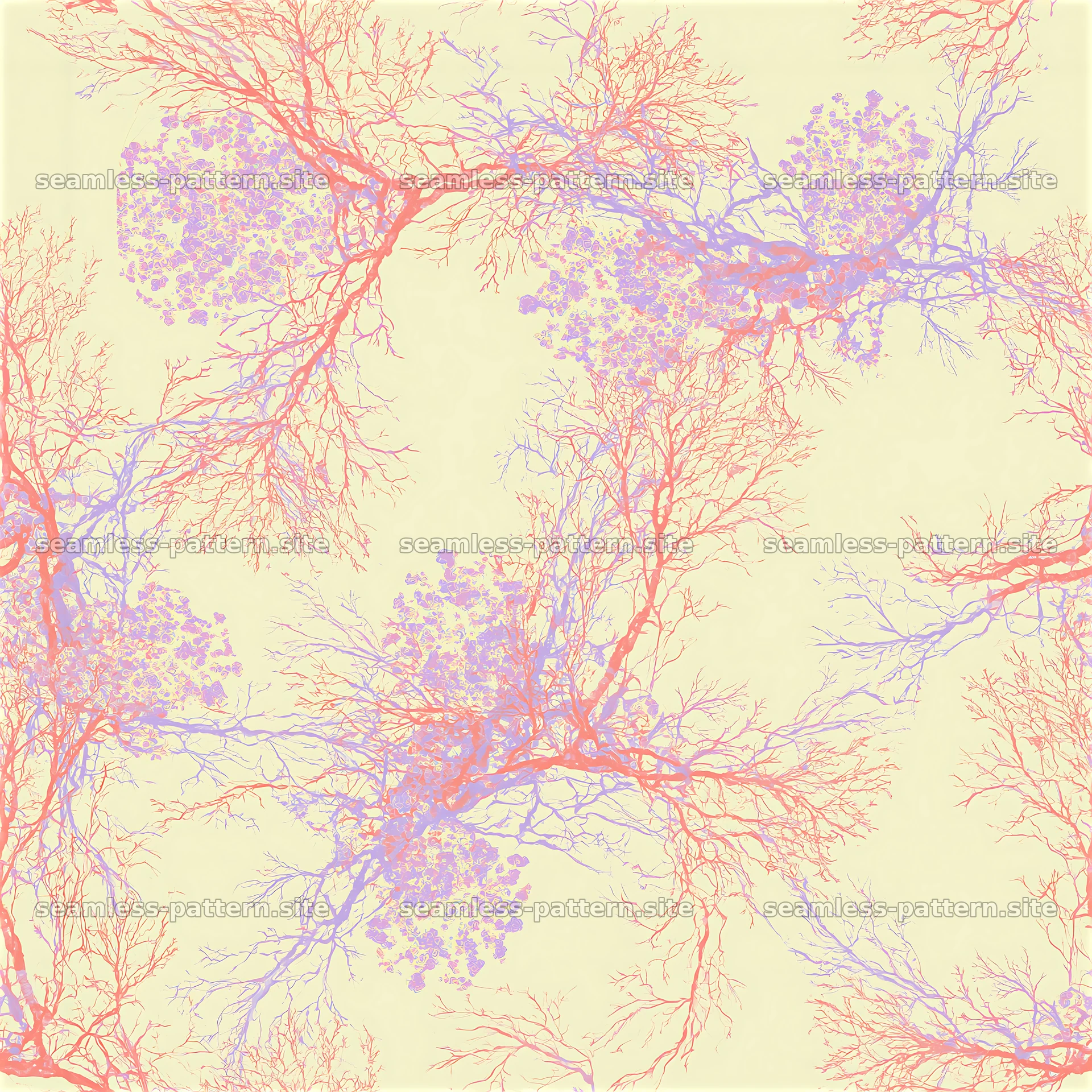 Pastel veined stone repeat pattern with branches and flowers — seamless tileable pattern at 8192x8192