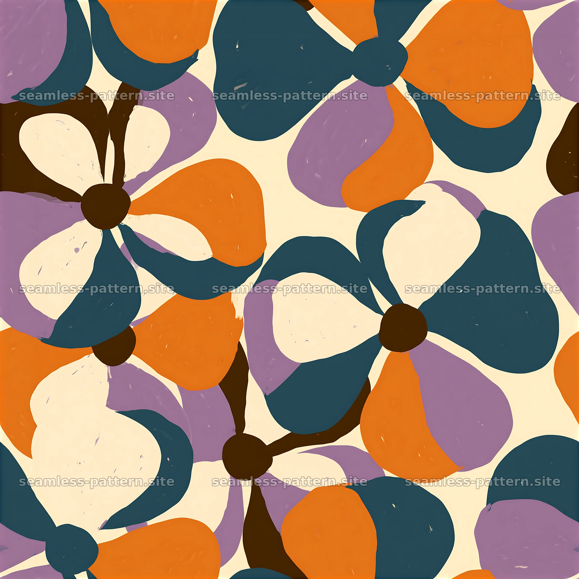 Colorful floral seamless pattern with bold shapes — seamless tileable pattern at 8192x8192