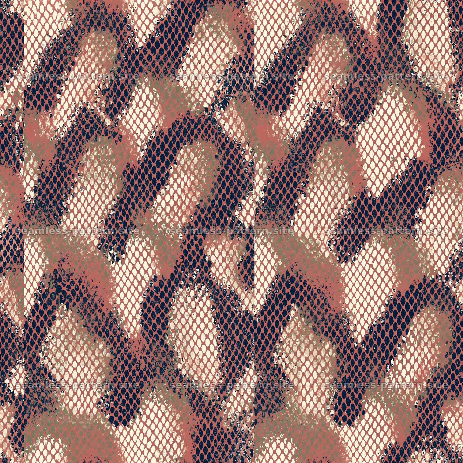 Seamless vintage snake skin texture with bold shapes and colors — seamless tileable pattern at 8192x8192