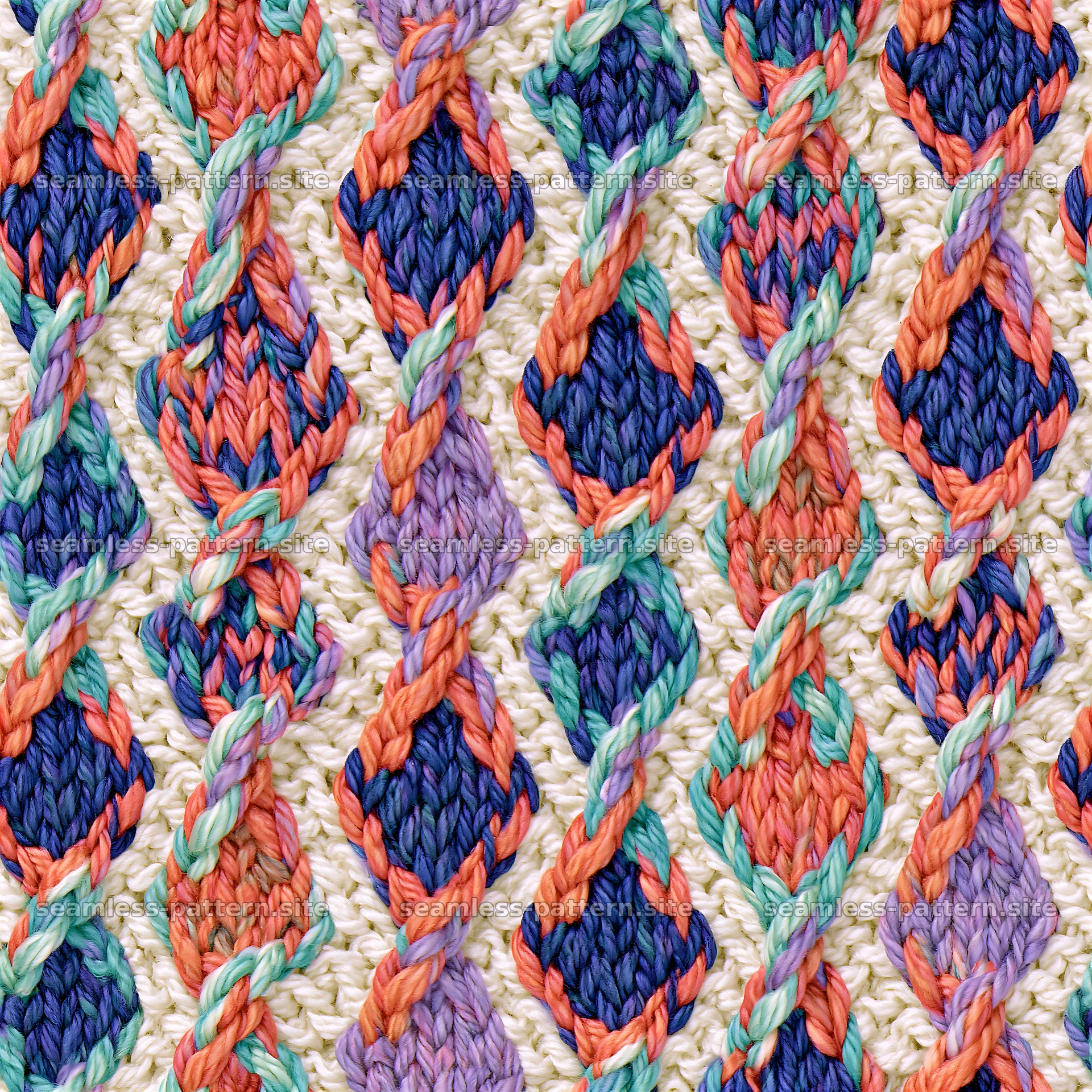 Colorful knitted pattern with vibrant textures and layered designs — seamless tileable pattern at 8192x8192