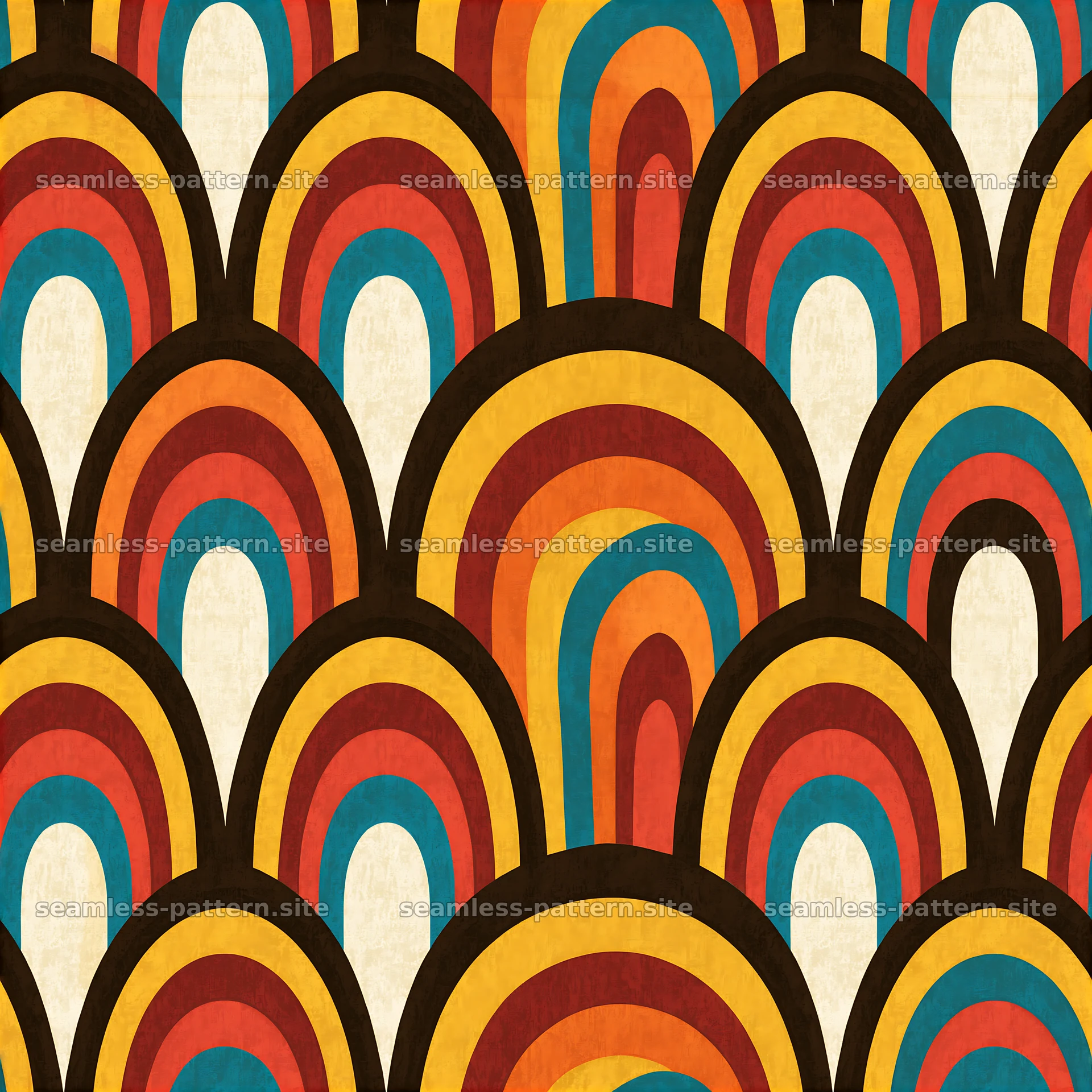 Bold Multicolor Scallop Arch Seamless Pattern — seamless tileable pattern at 8192x8192