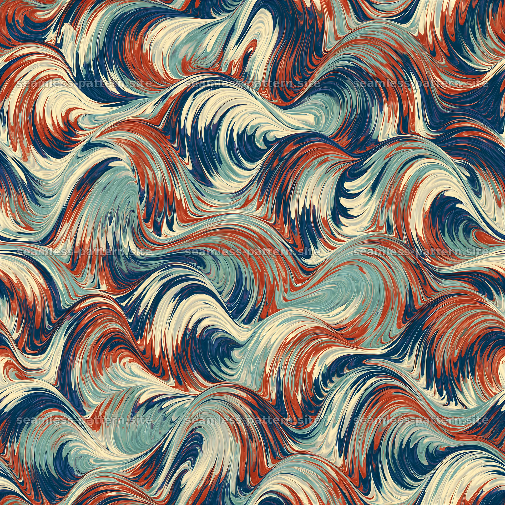 Soft liquid lines repeating pattern in vibrant colors and flowing shapes — seamless tileable pattern at 8192x8192