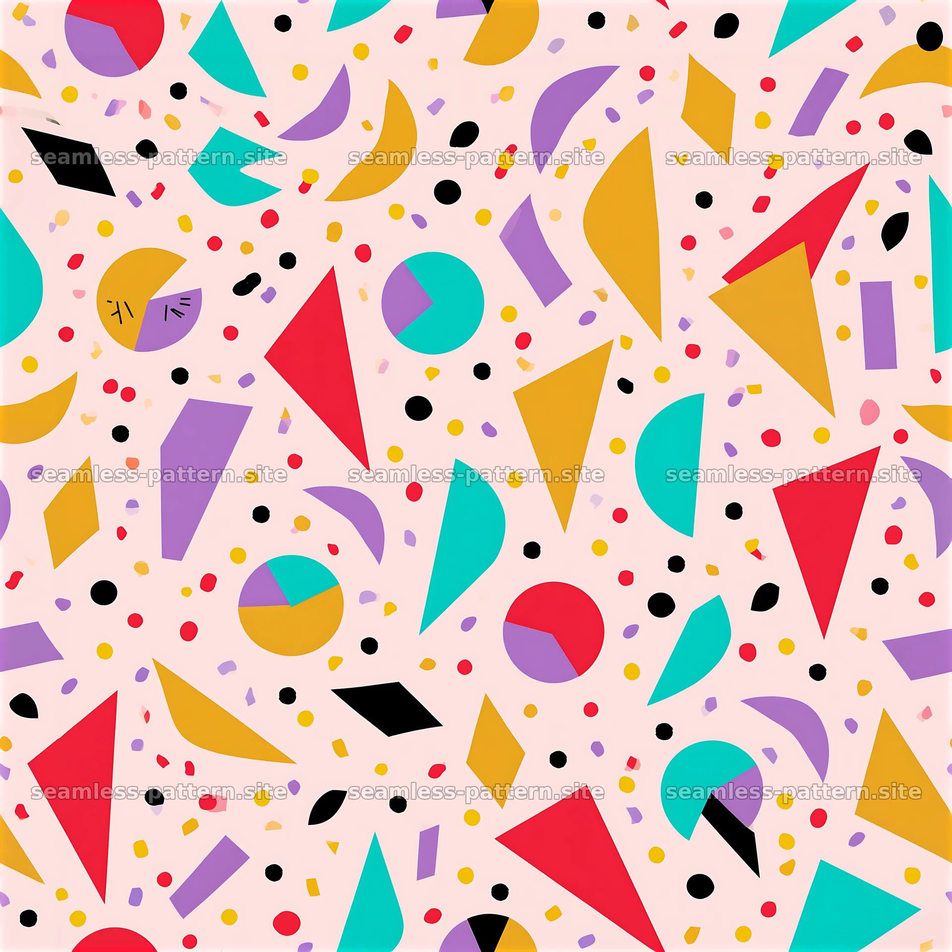 Colorful abstract shapes seamless pattern — seamless tileable pattern at 8192x8192