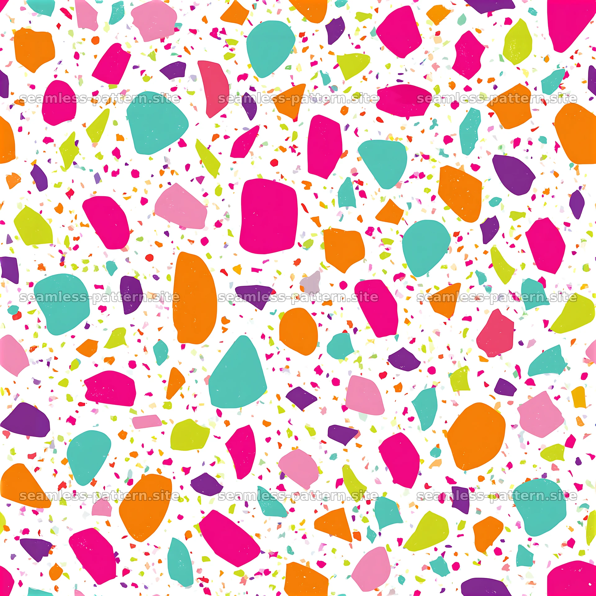 Colorful terrazzo seamless pattern in bright shapes and colors — seamless tileable pattern at 8192x8192
