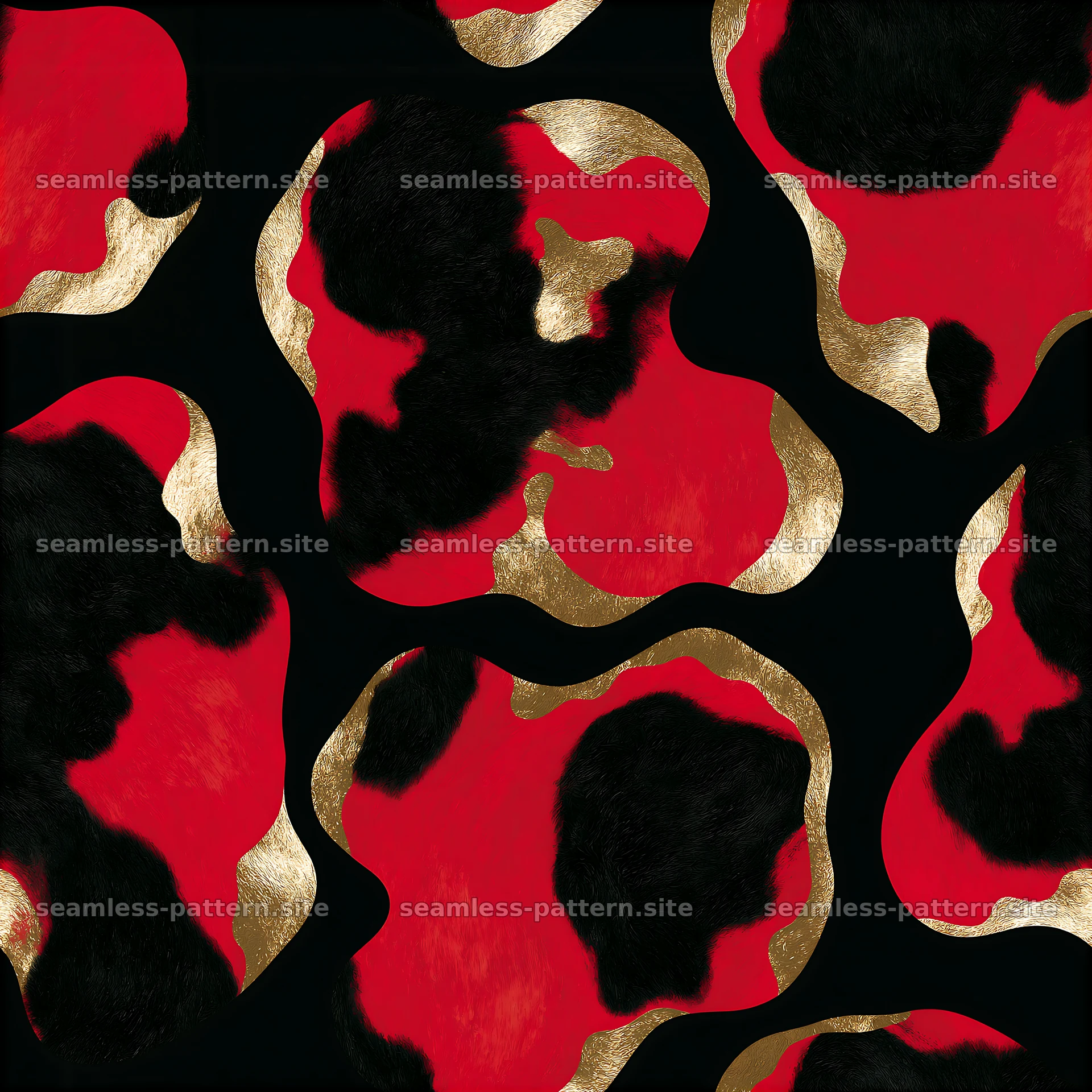 Bold black red and gold seamless pattern design — seamless tileable pattern at 8192x8192
