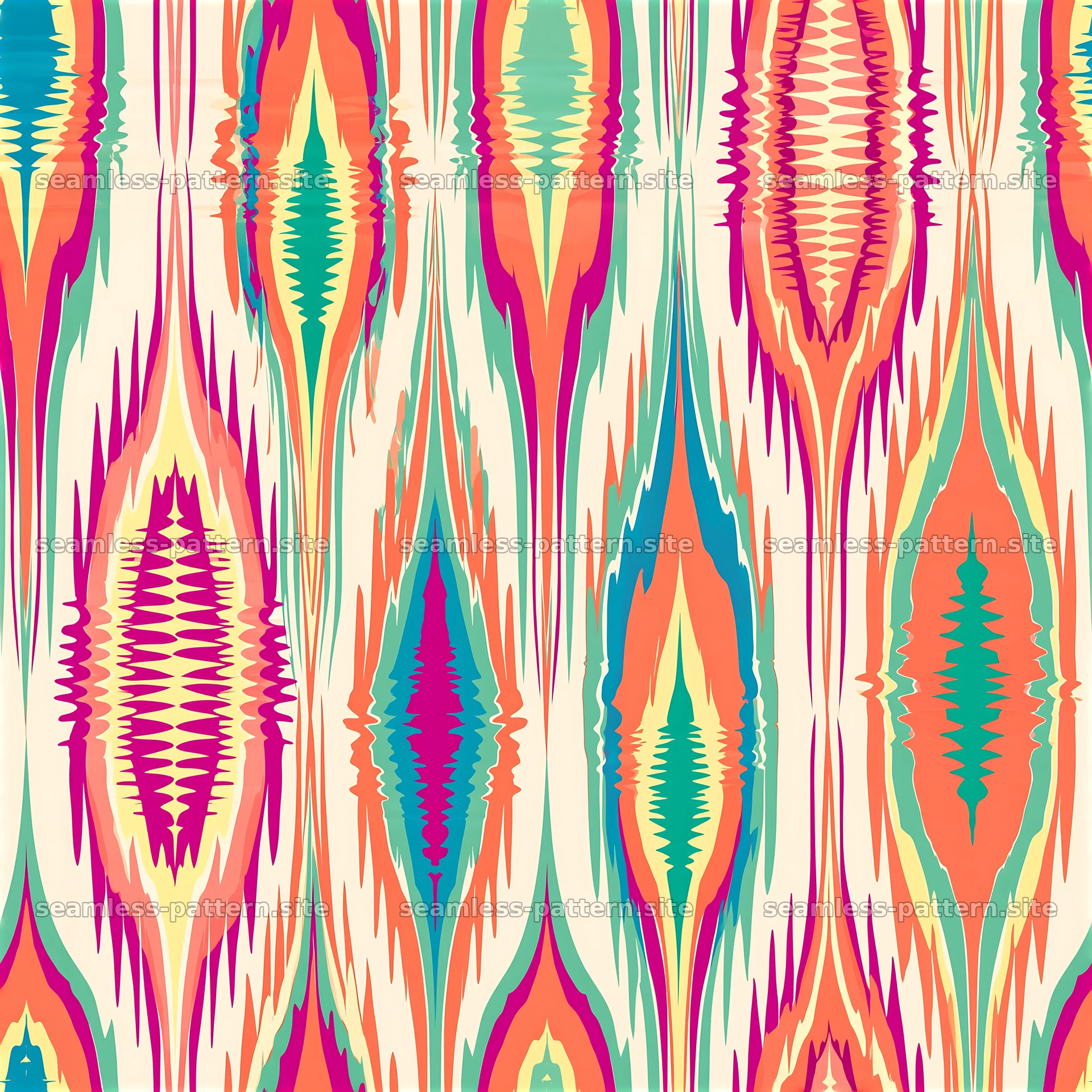 Vibrant and colorful seamless abstract pattern with bold shapes — seamless tileable pattern at 8192x8192