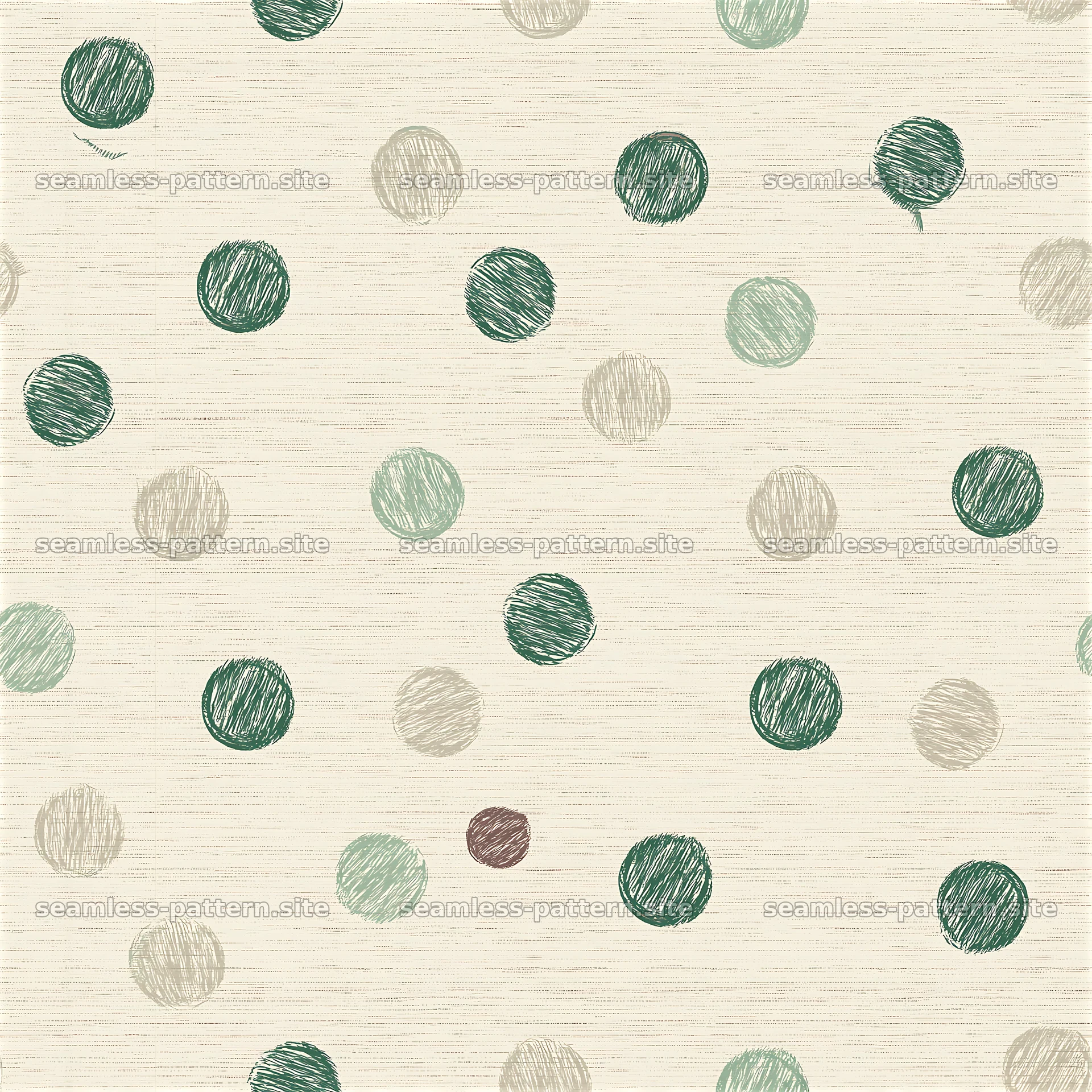 Hand-drawn green and beige circle seamless pattern — seamless tileable pattern at 8192x8192