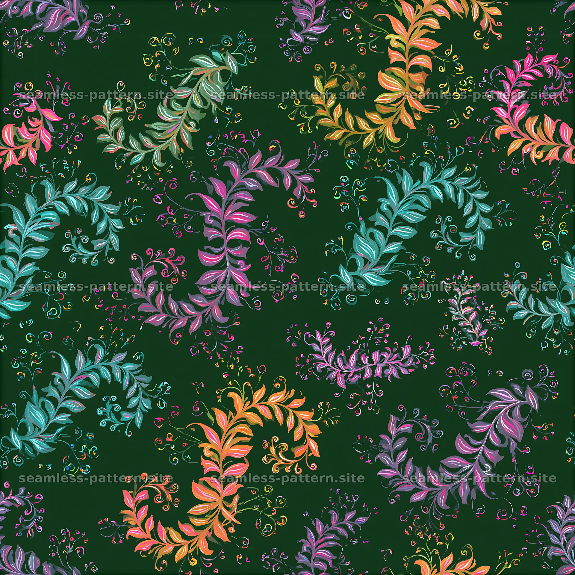 Colorful Abstract Vines Seamless Pattern — seamless tileable pattern at 8192x8192