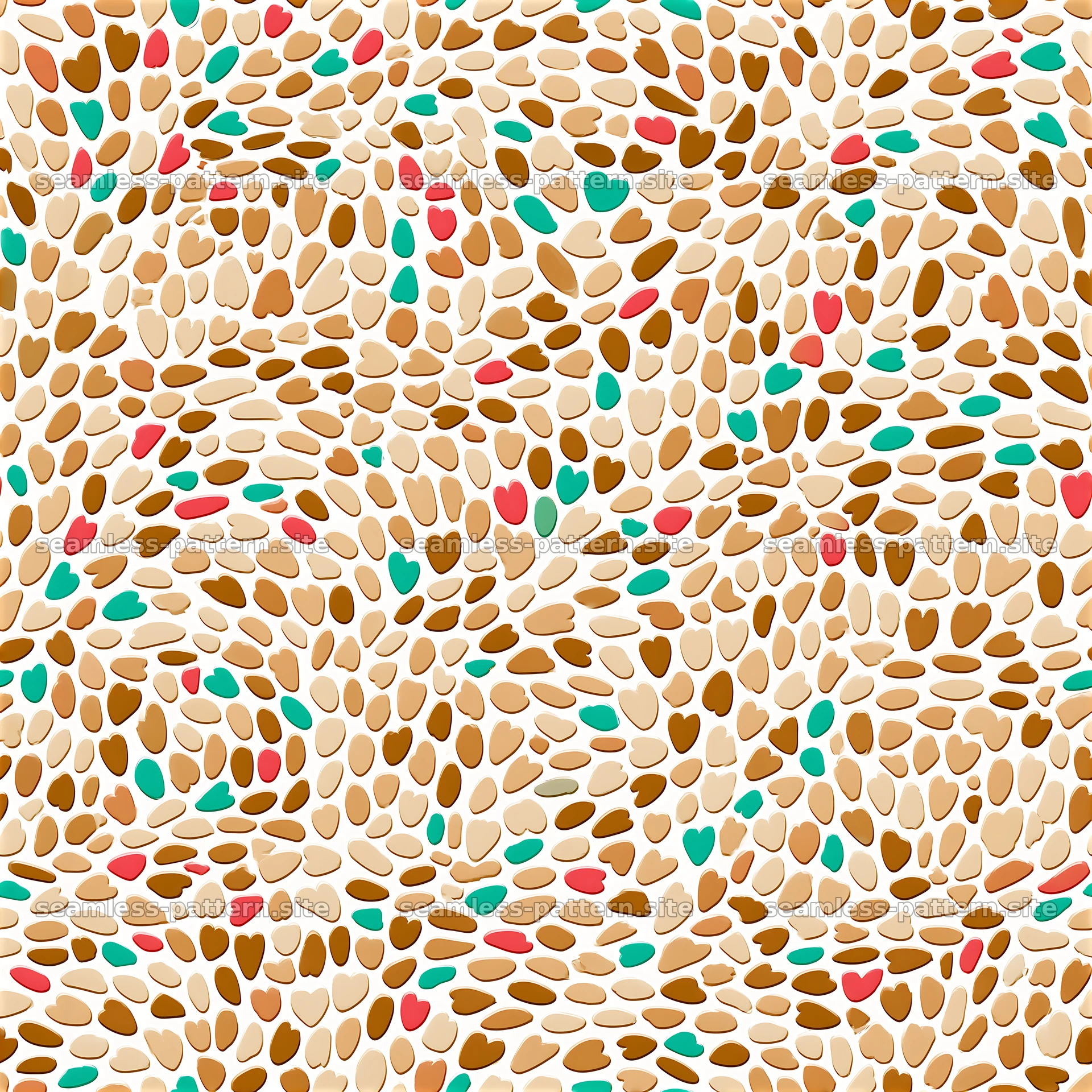 Colorful seamless pattern with hearts and abstract shapes — seamless tileable pattern at 8192x8192
