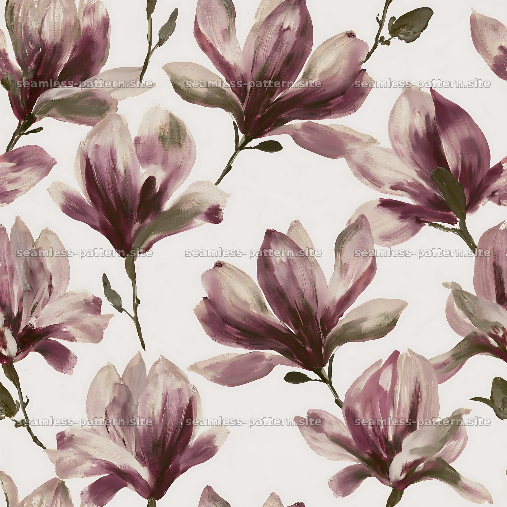 Modern flower brushstroke pattern in soft colors for textiles — seamless tileable pattern