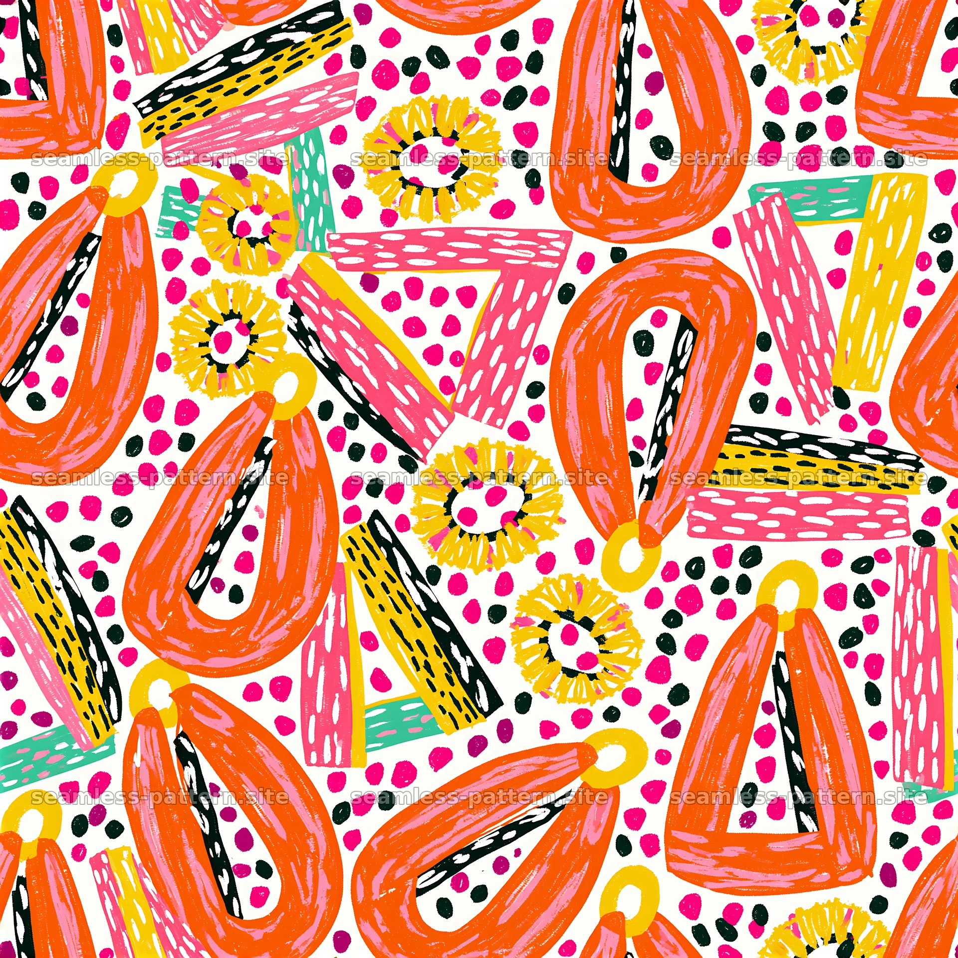 Bright abstract floral geometric seamless pattern — seamless tileable pattern at 8192x8192