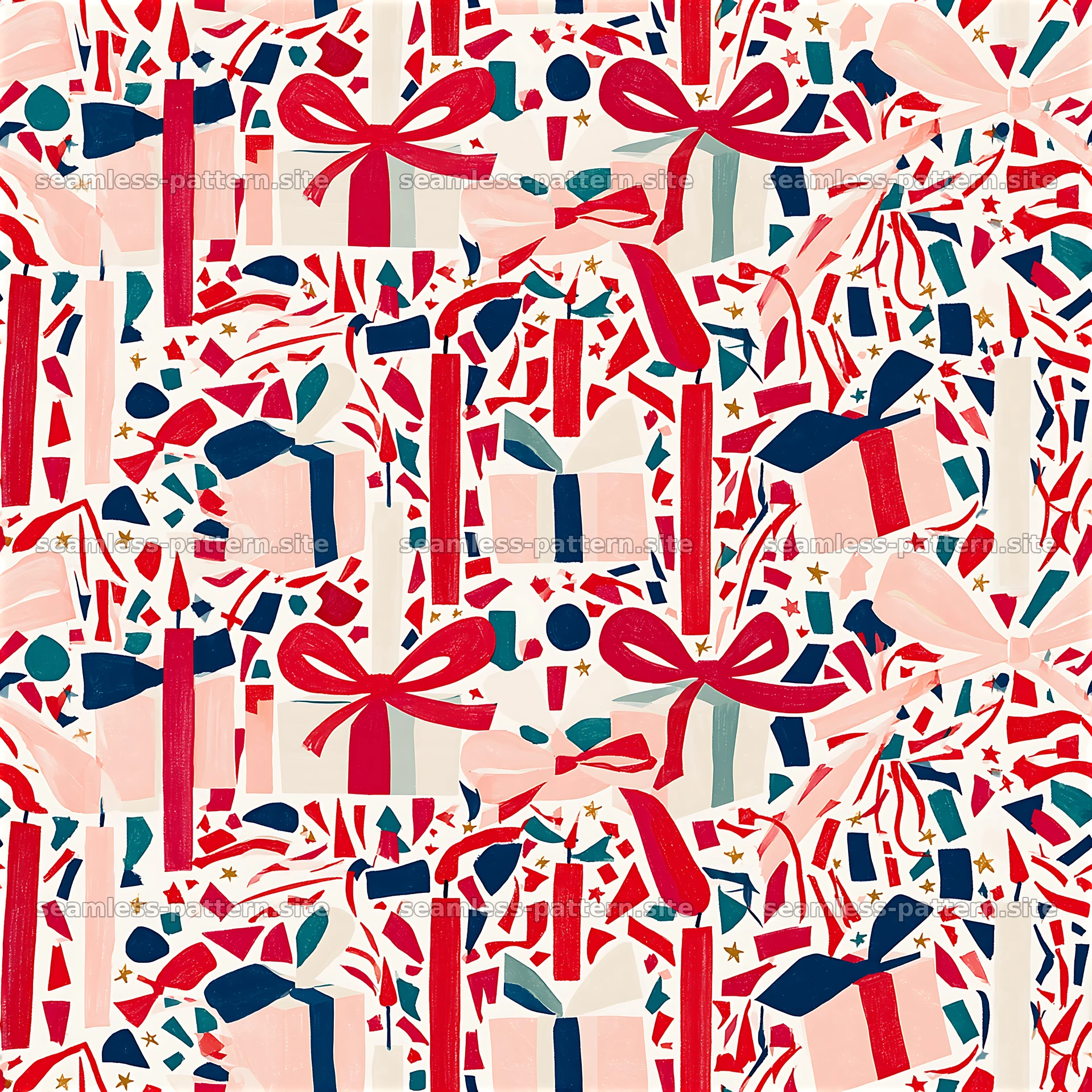 Colorful Birthday Gifts and Candles Seamless Pattern — seamless tileable pattern at 8192x8192