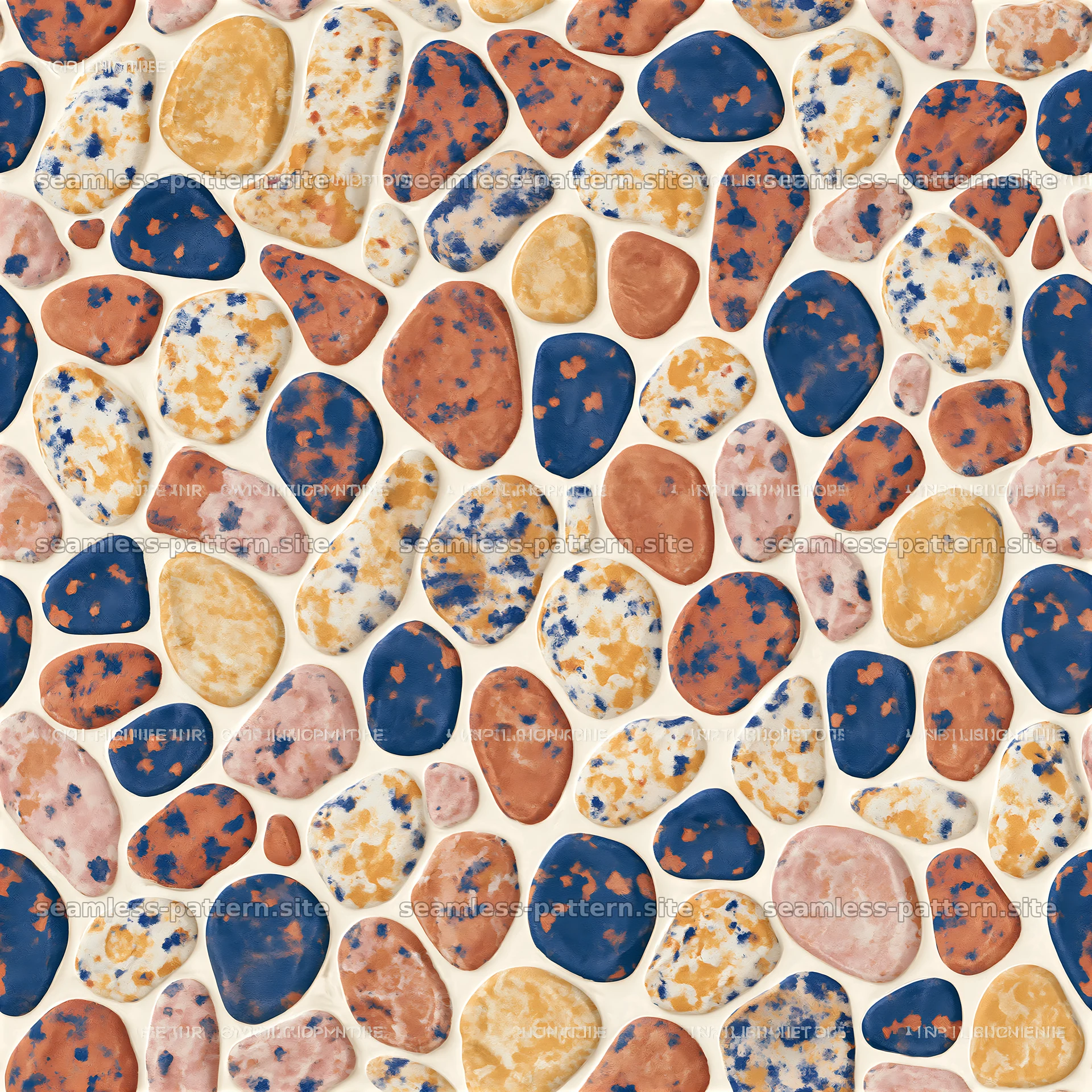 Colorful pebble-themed seamless pattern for design projects — seamless tileable pattern at 8192x8192