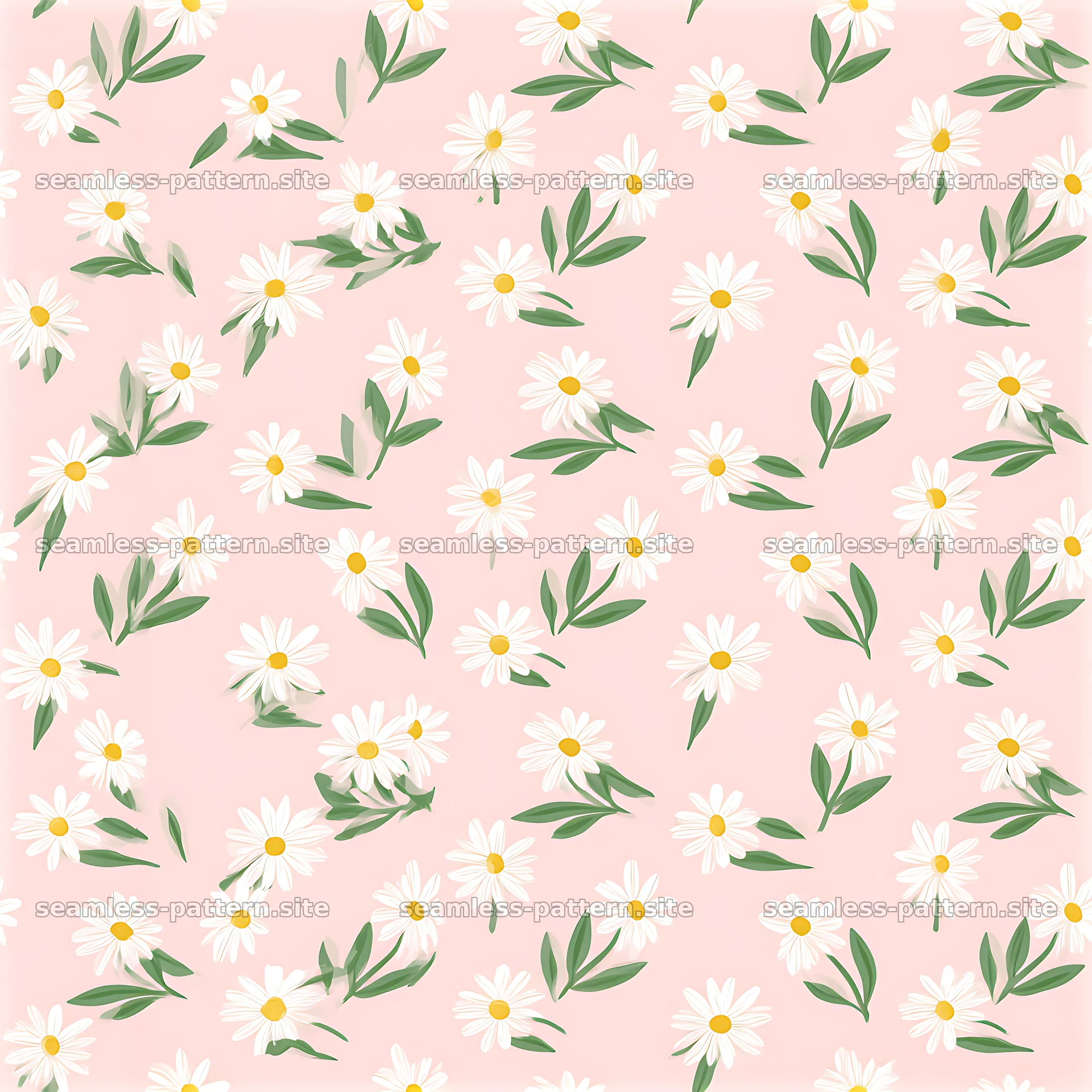 Cute Daisies on a Soft Pink Floral Background — seamless tileable pattern at 8192x8192