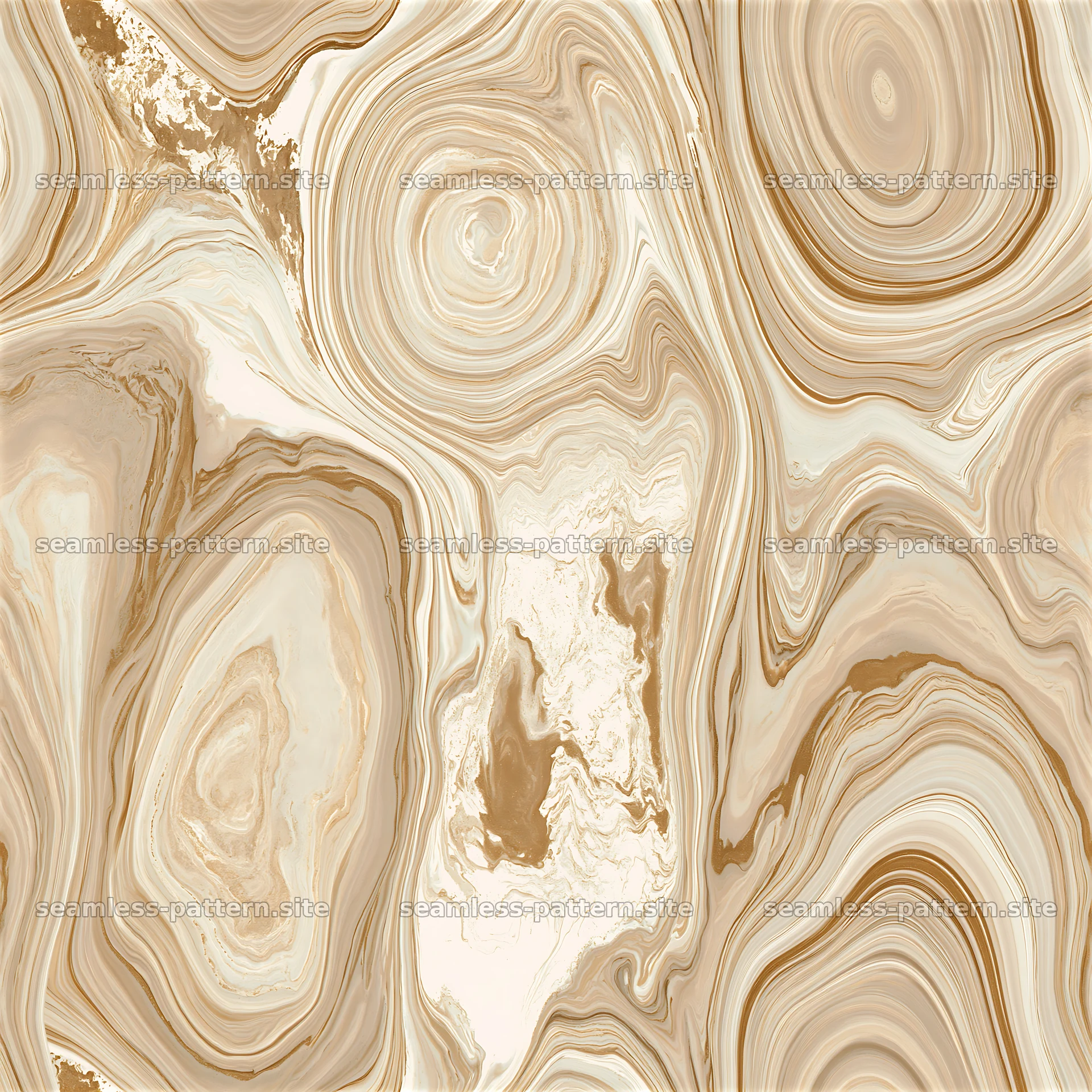 Seamless beige and gold marble pattern with fluid curves and textures — seamless tileable pattern at 8192x8192