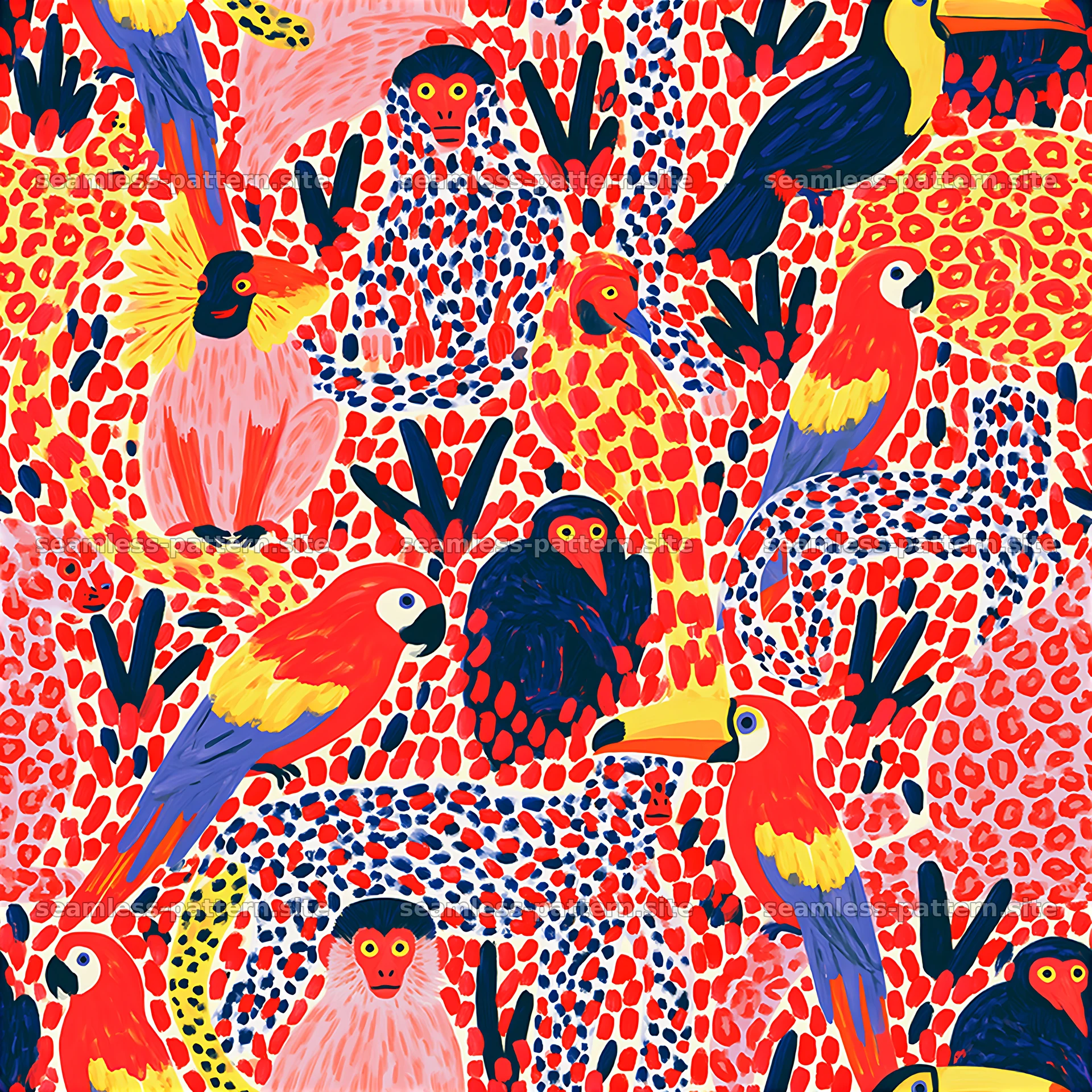 Colorful animal designs fill this seamless pattern layout — seamless tileable pattern at 8192x8192