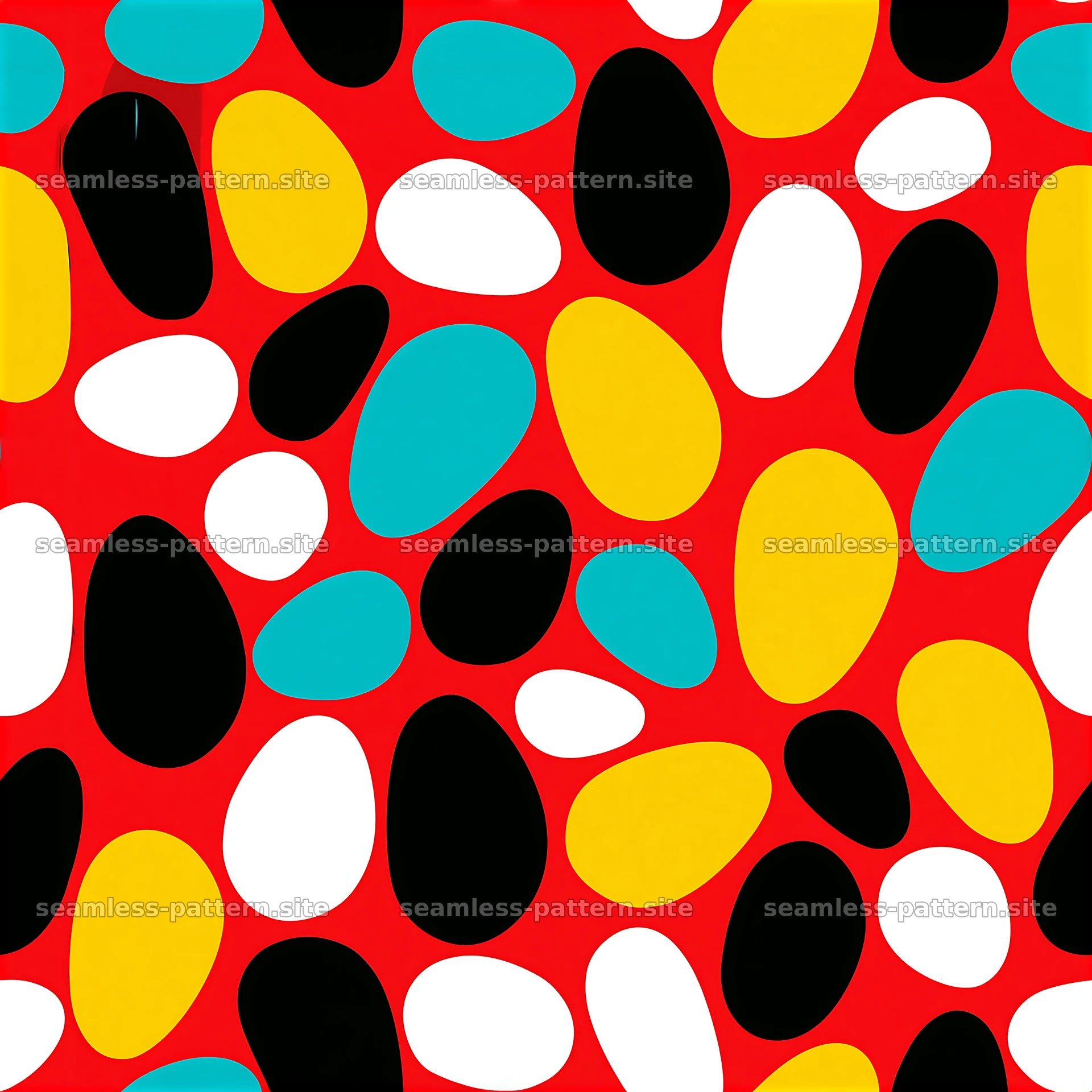 Bold abstract bean shapes seamless pattern with vibrant colors — seamless tileable pattern at 8192x8192
