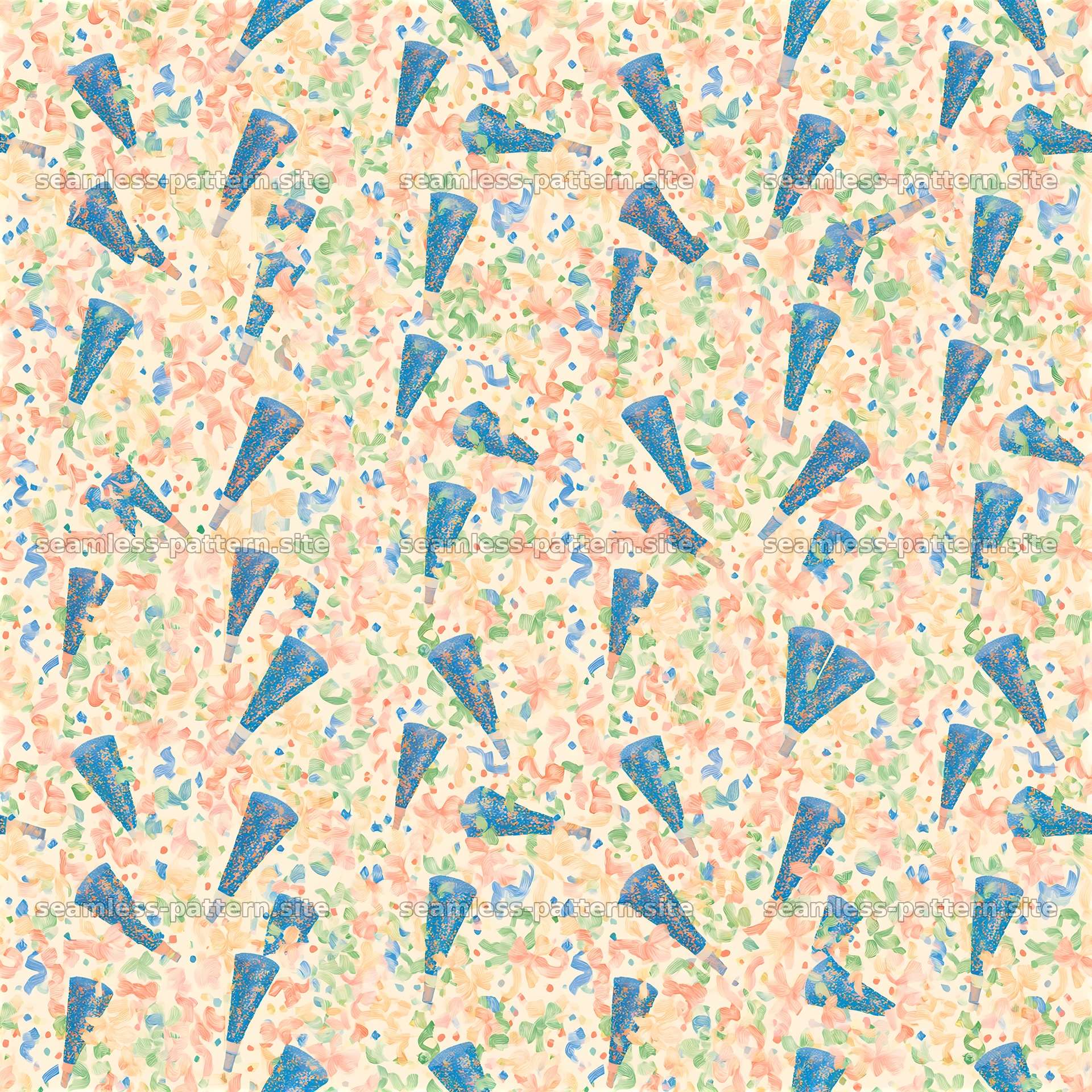 Colorful cone shapes in a fun seamless pattern for fabric use — seamless tileable pattern at 8192x8192