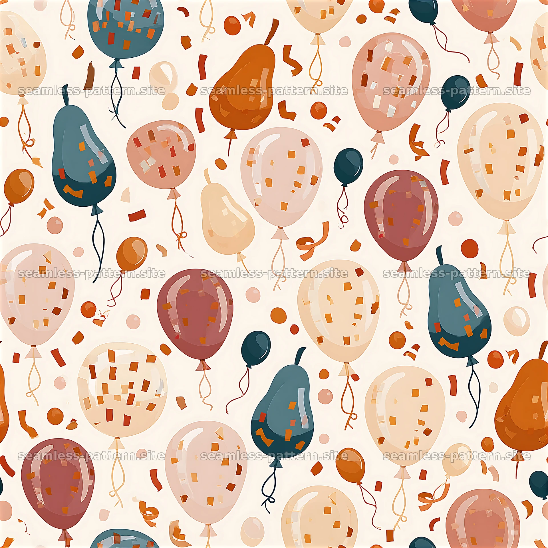 Colorful balloons pattern for celebratory themes and designs — seamless tileable pattern at 8192x8192
