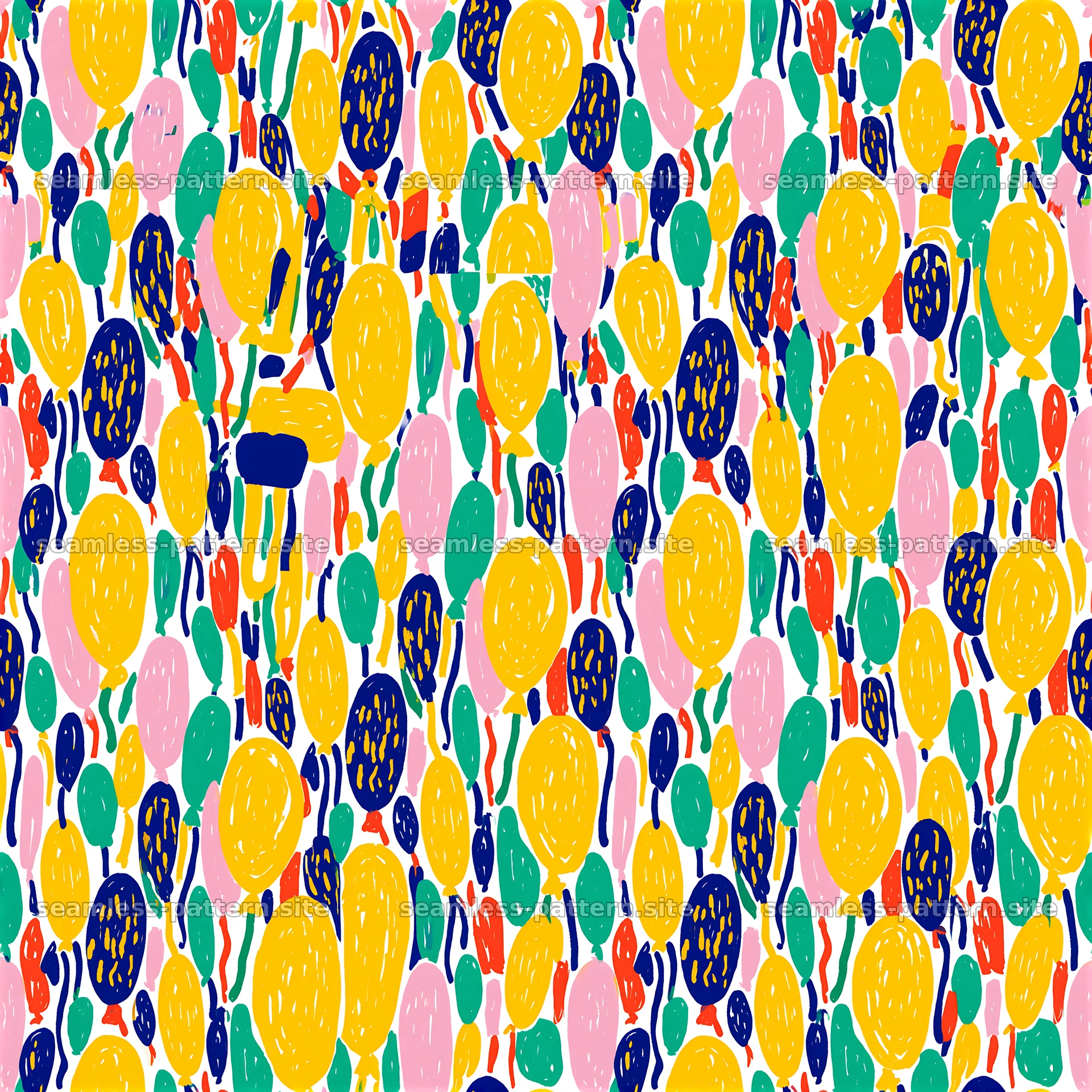 Colorful balloon pattern for festive designs — seamless tileable pattern at 8192x8192