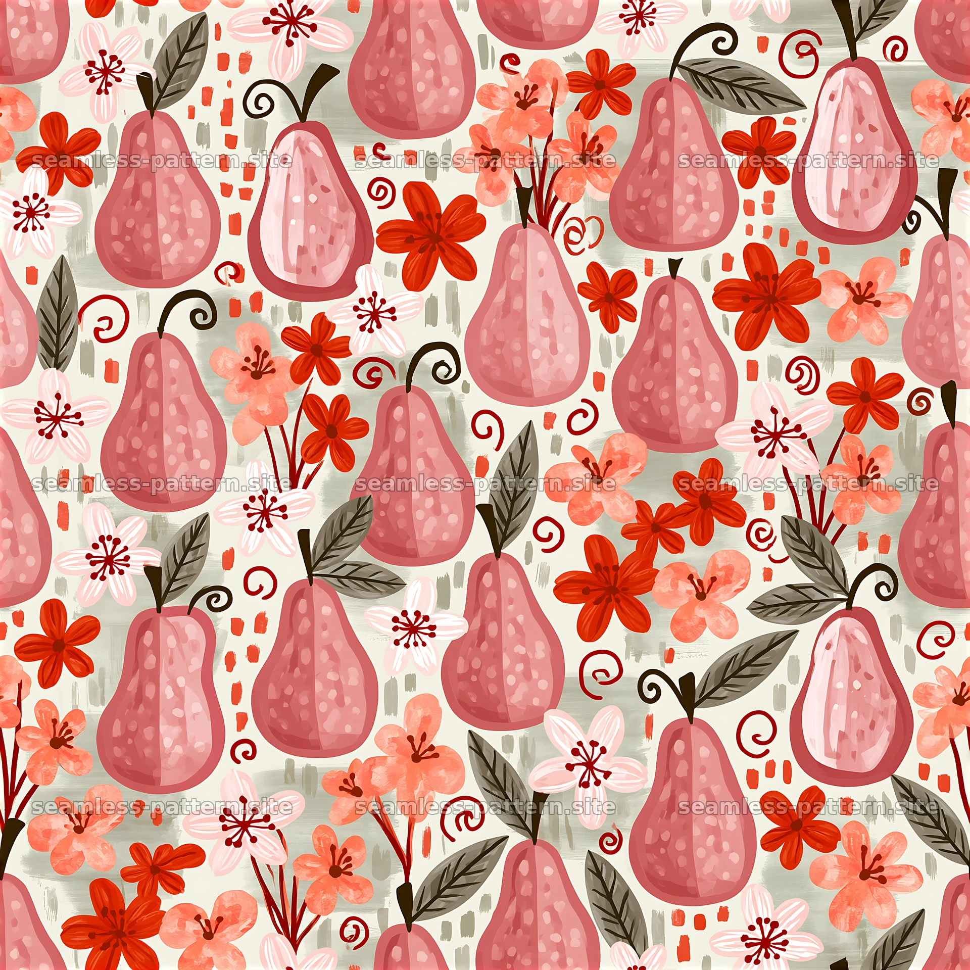 Colorful fruit and flower seamless pattern design — seamless tileable pattern at 8192x8192