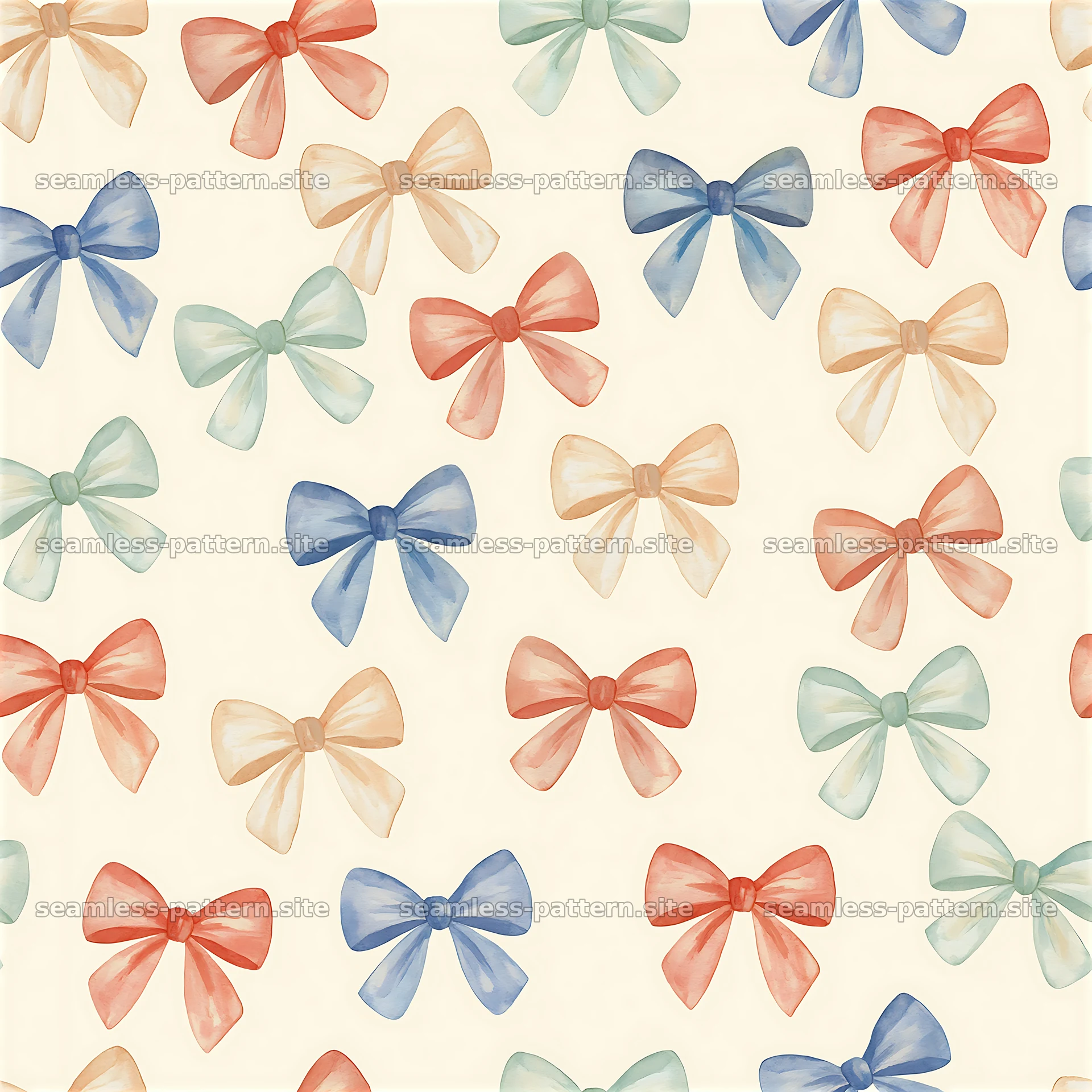 Repeating Pattern with Colorful Bows — seamless tileable pattern at 8192x8192