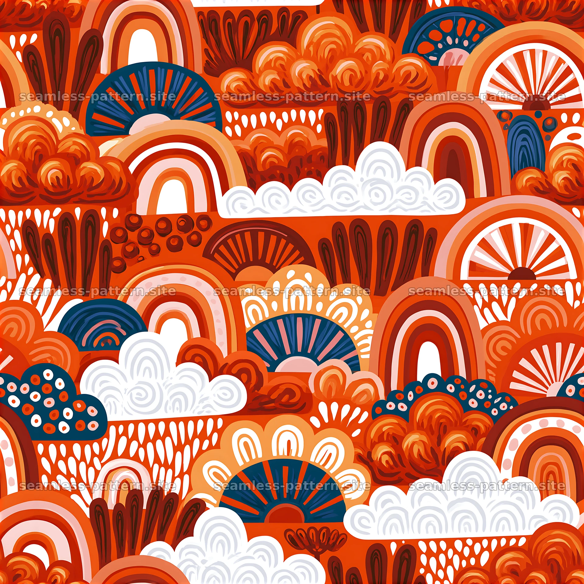 Colorful abstract seamless pattern with curves and shapes — seamless tileable pattern at 8192x8192