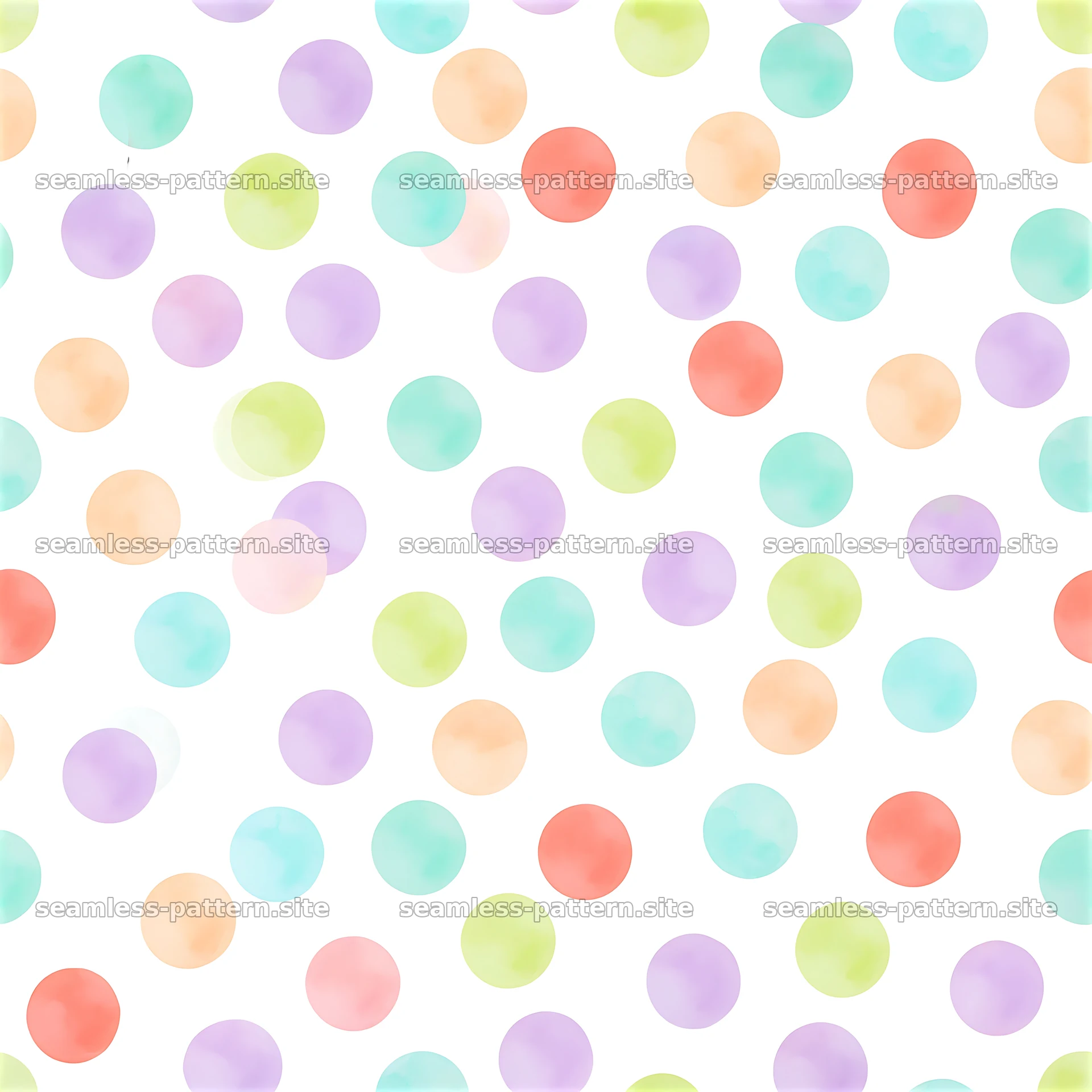 Colorful pastel polka dot seamless pattern — seamless tileable pattern at 8192x8192