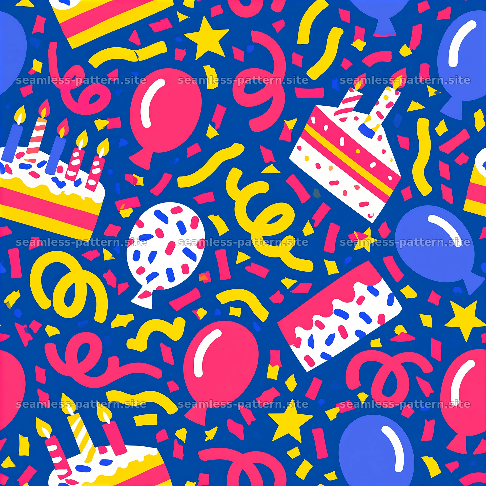 Colorful Birthday Celebration Seamless Pattern — seamless tileable pattern at 8192x8192