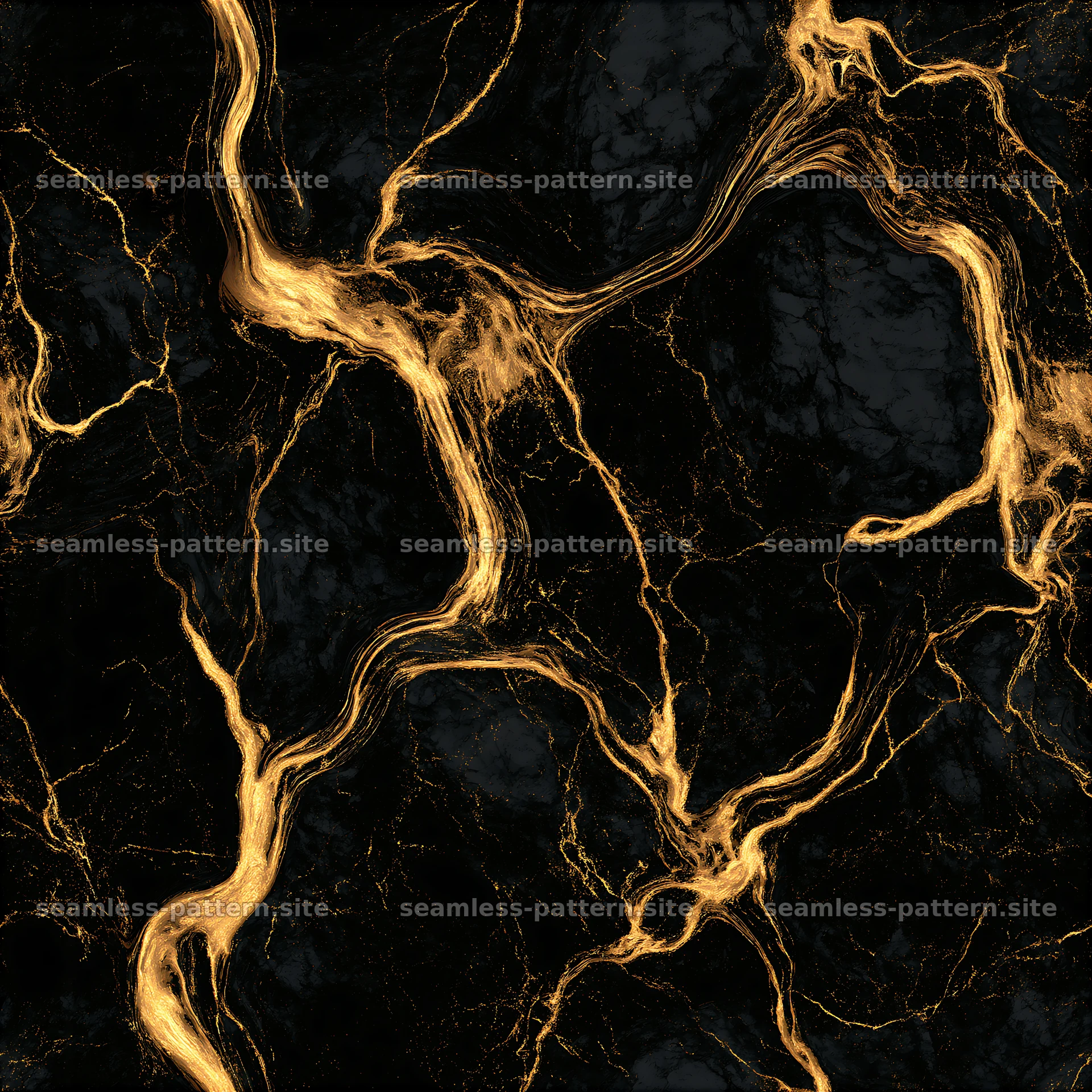 Seamless black marble pattern with gold veins and intricate details — seamless tileable pattern at 8192x8192