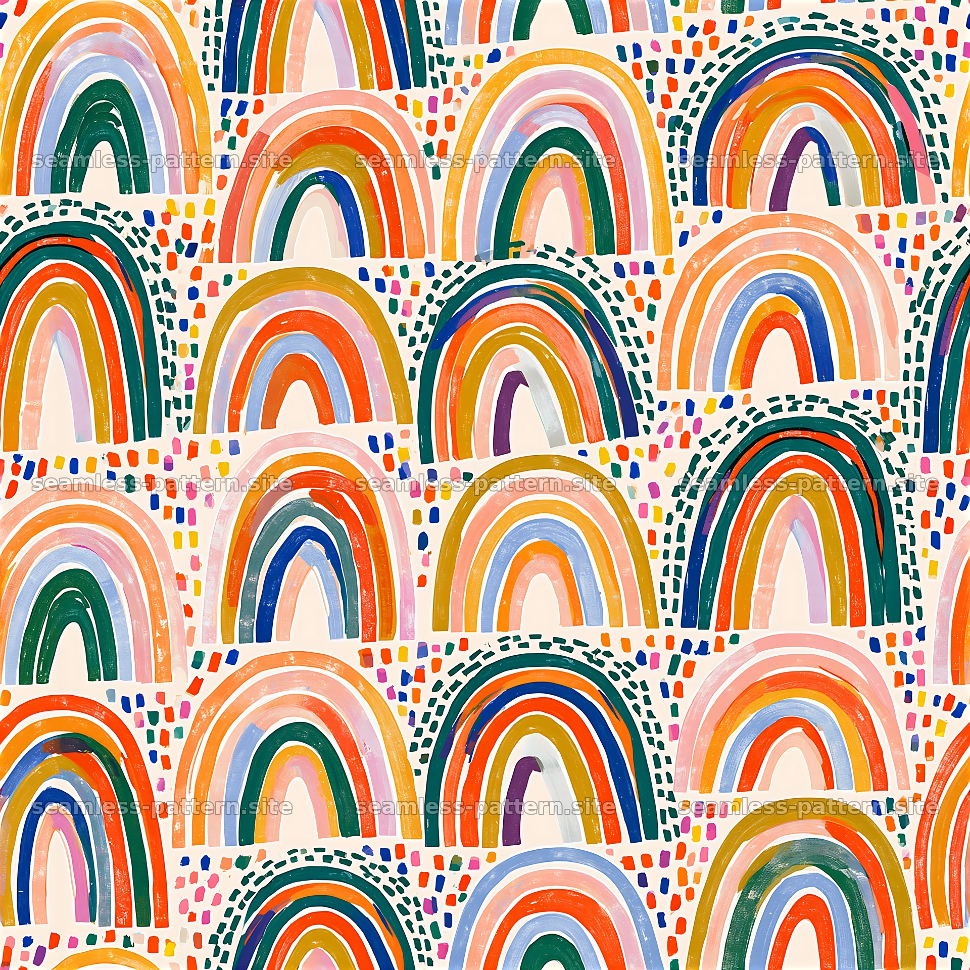 Colorful seamless pattern of arches in various styles and colors — seamless tileable pattern at 8192x8192