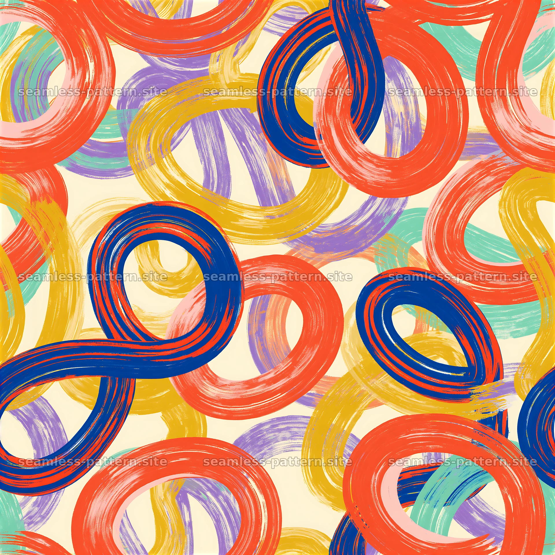 Bright brushstroke loops create an engaging seamless pattern — seamless tileable pattern at 8192x8192