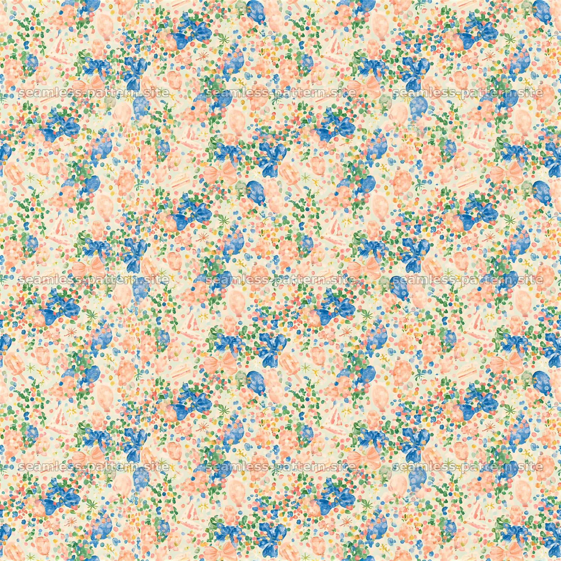Watercolor Birthday Celebration Seamless Pattern — seamless tileable pattern at 8192x8192