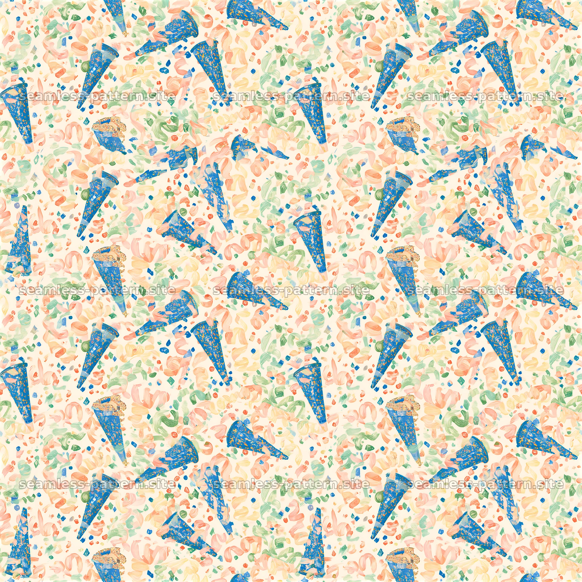 Colorful ice cream cone seamless pattern for fabric design — seamless tileable pattern at 8192x8192