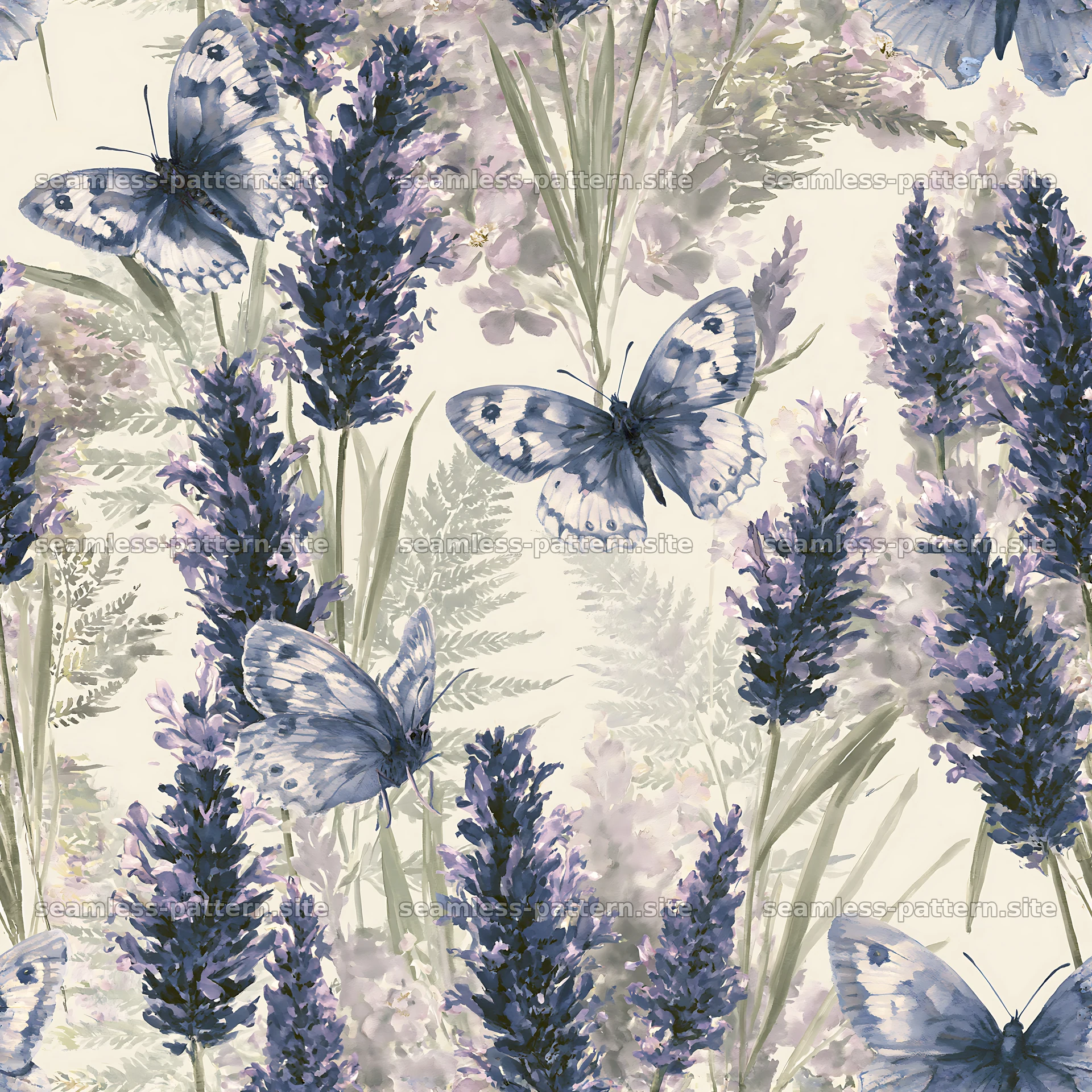 Butterfly and lavender seamless pattern for fabric and wallpaper — seamless tileable pattern