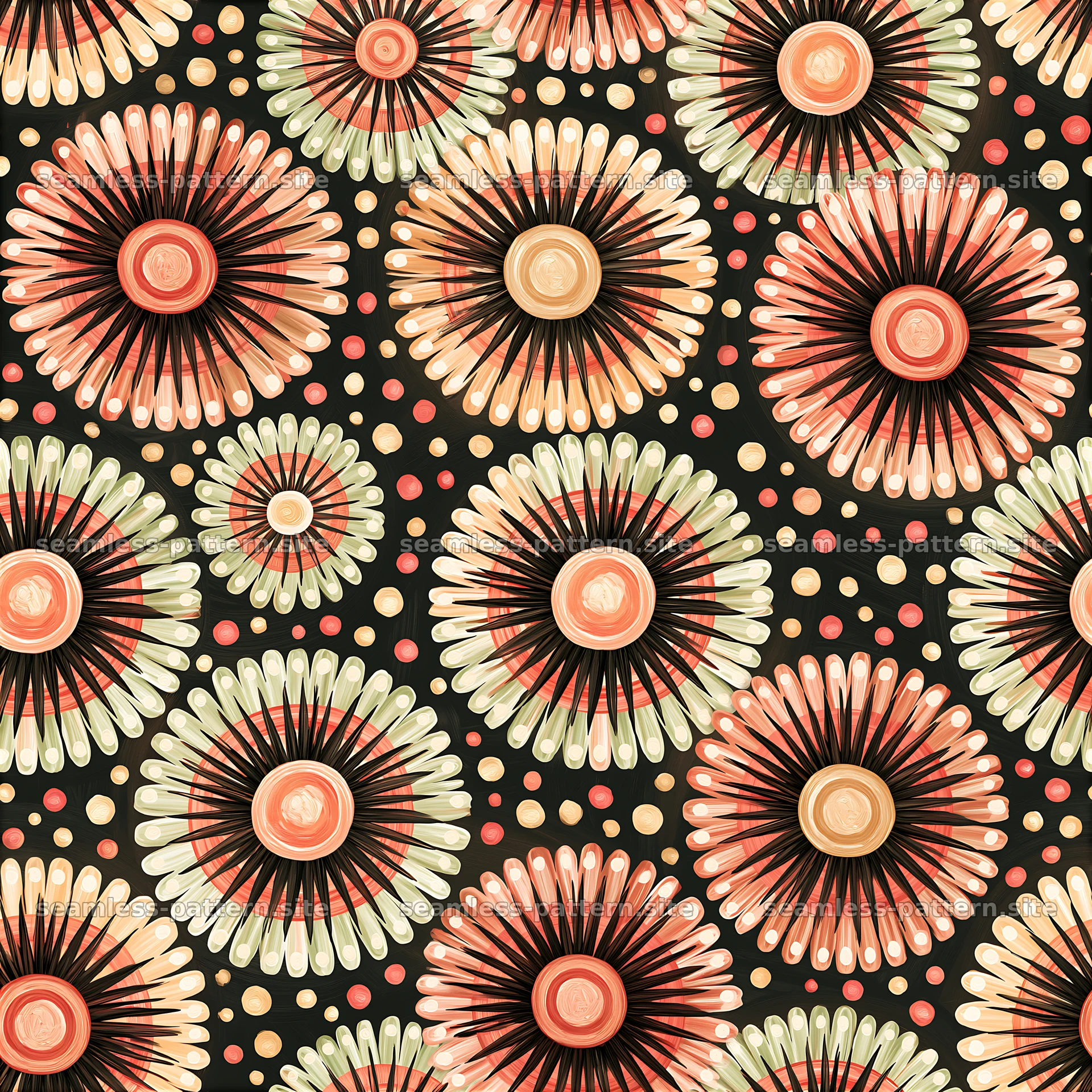 Colorful floral seamless pattern with circular designs — seamless tileable pattern at 8192x8192