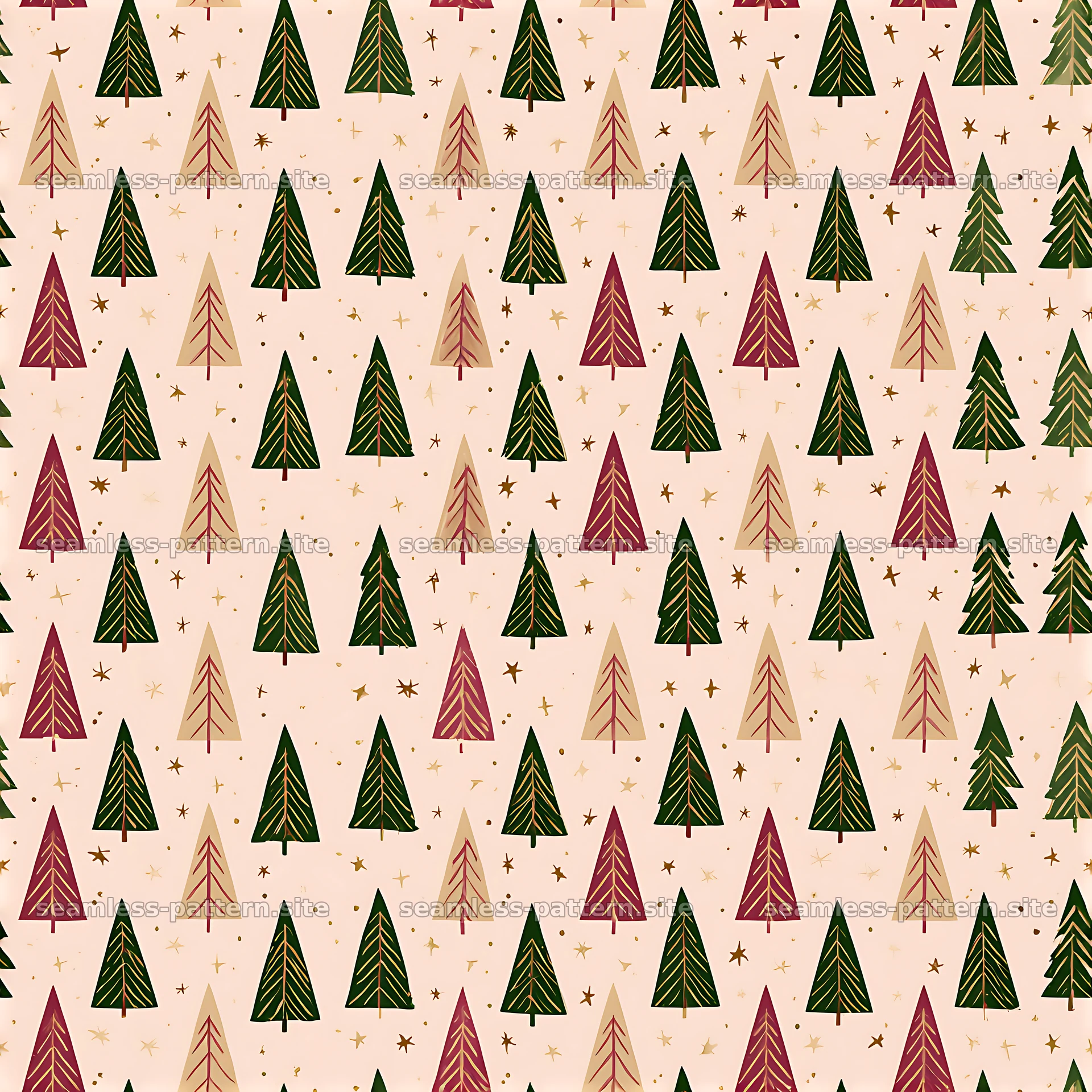 Repeating Christmas tree pattern with stars on light background — seamless tileable pattern at 8192x8192