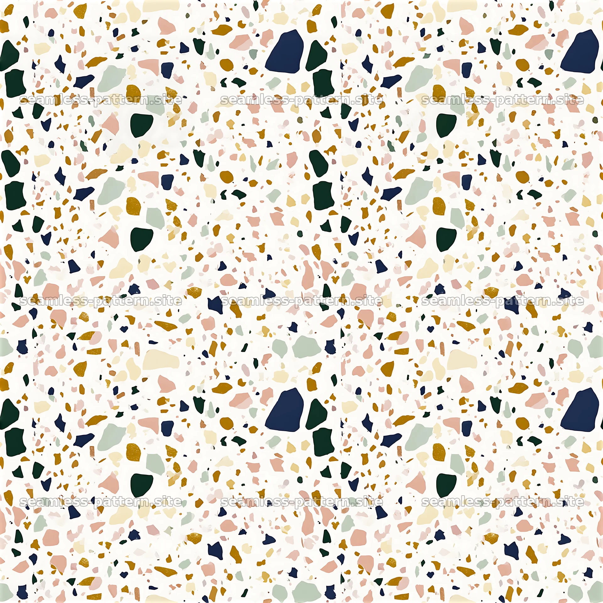 Colorful terrazzo seamless pattern with varied shapes and colors — seamless tileable pattern at 8192x8192