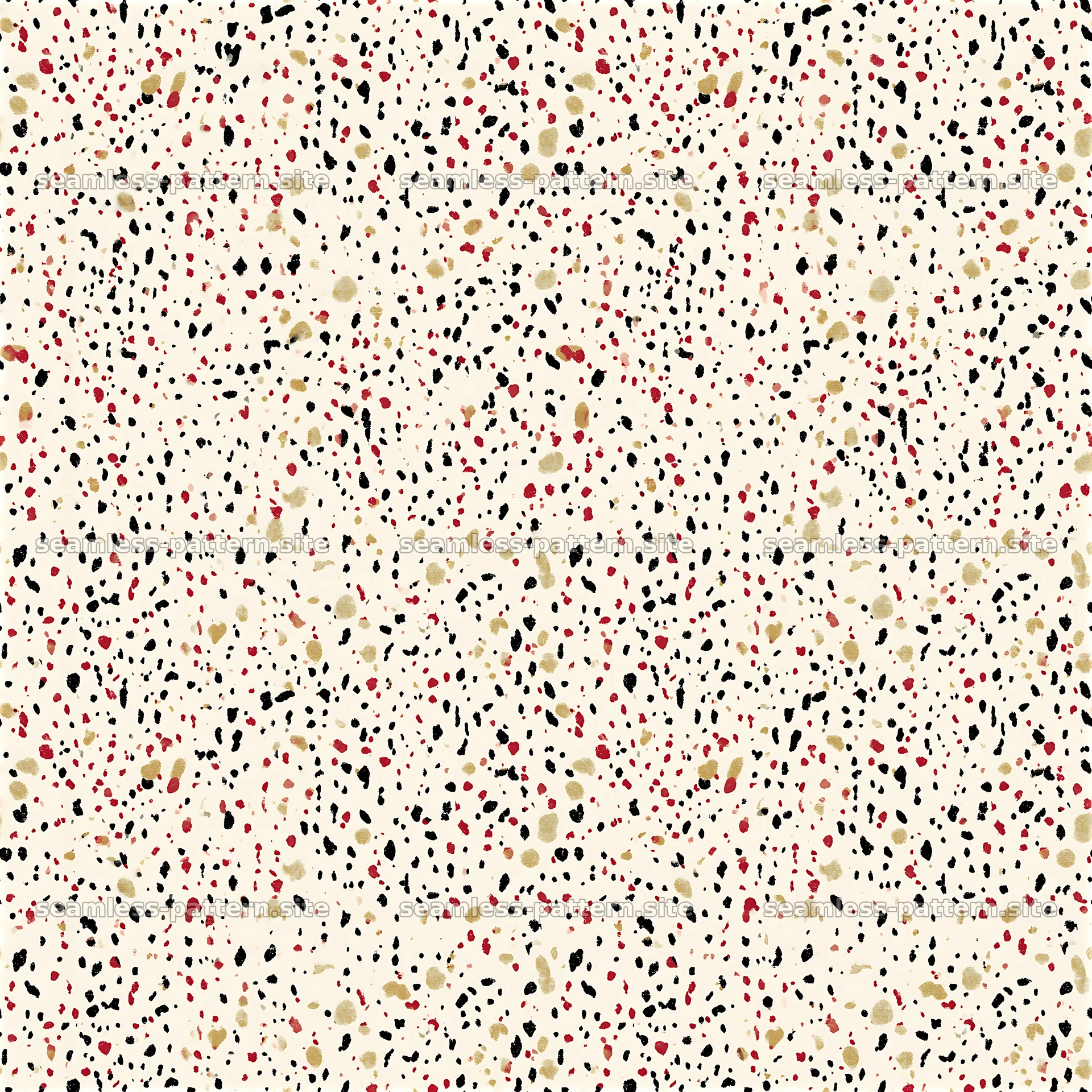 Organic Black, Red and Gold Terrazzo Pattern — seamless tileable pattern at 8192x8192