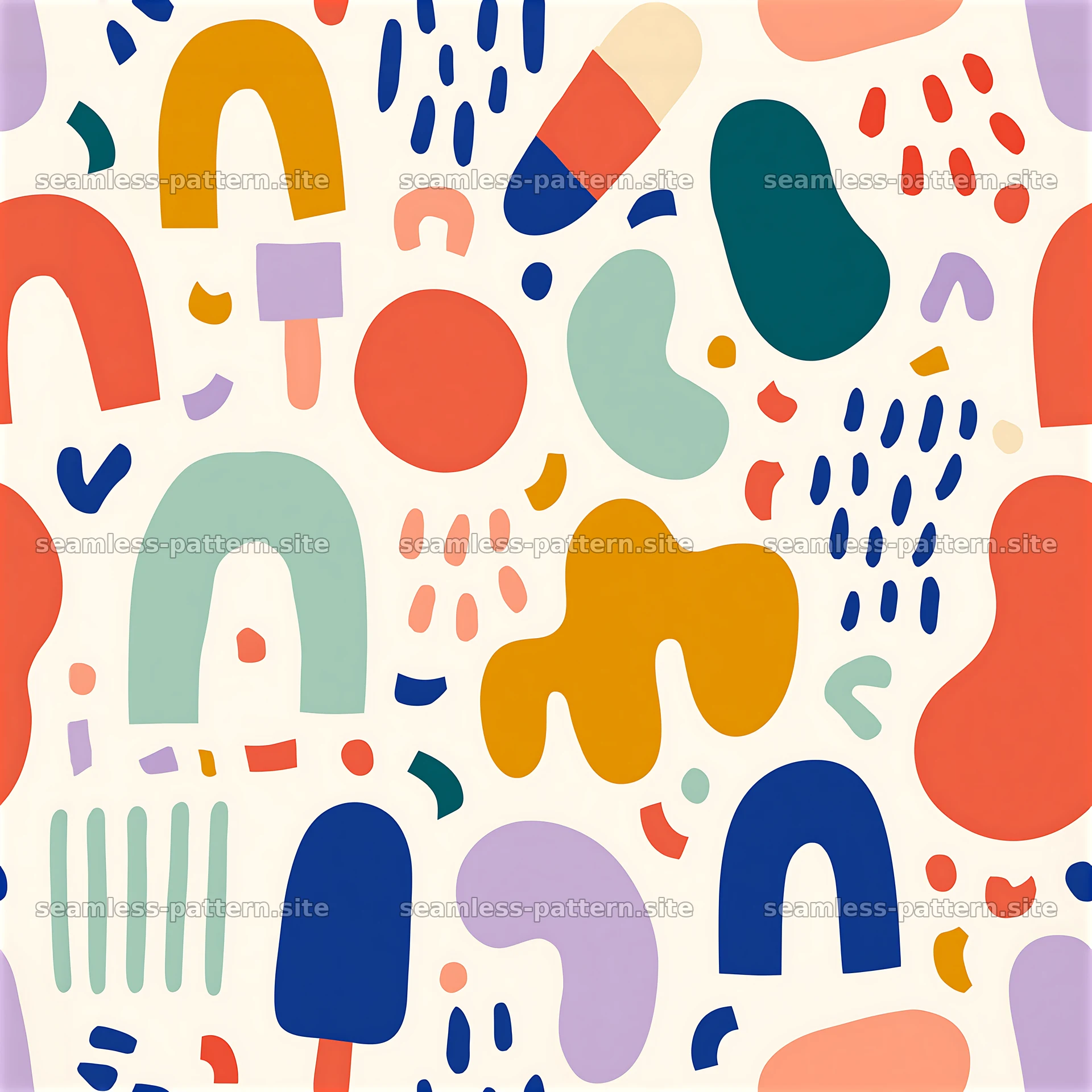 Colorful Abstract Shapes Seamless Pattern — seamless tileable pattern at 8192x8192