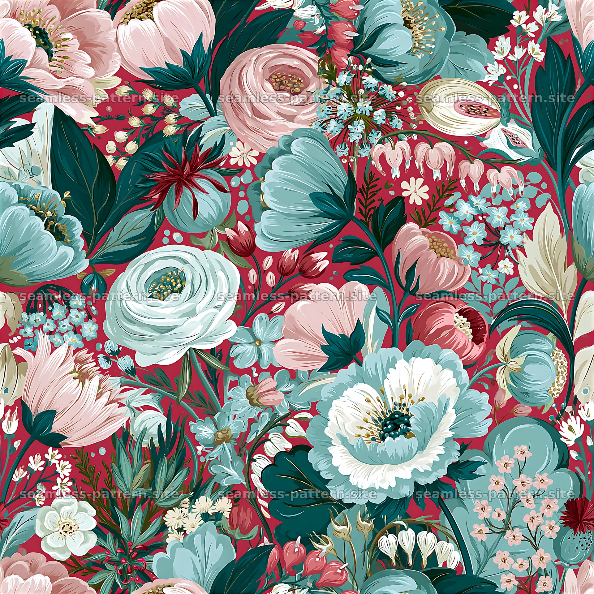 Colorful Wildflower Seamless Pattern with Botanical Blooms — seamless tileable pattern at 8192x8192