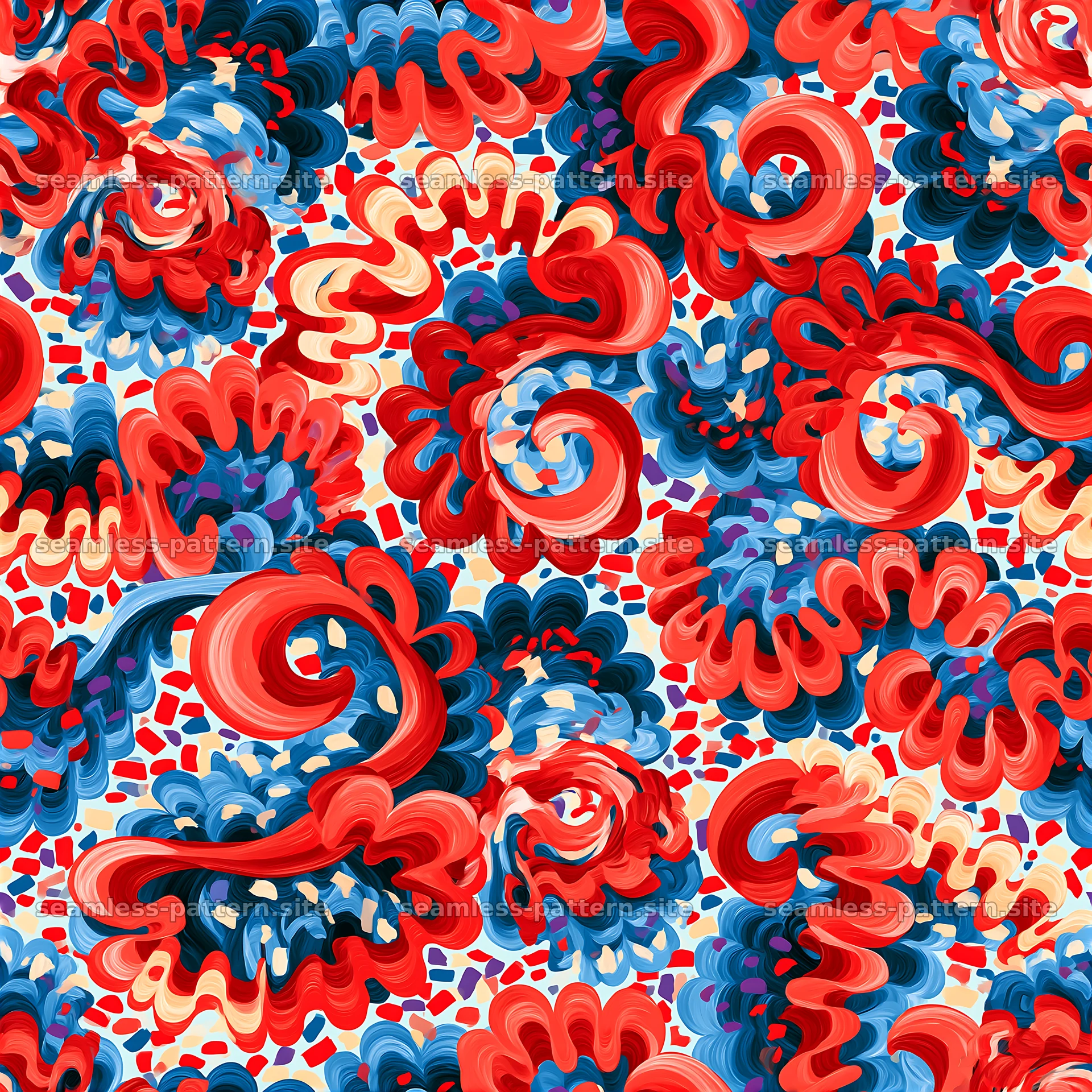 Colorful swirling shapes and patterns for creative designs — seamless tileable pattern at 8192x8192