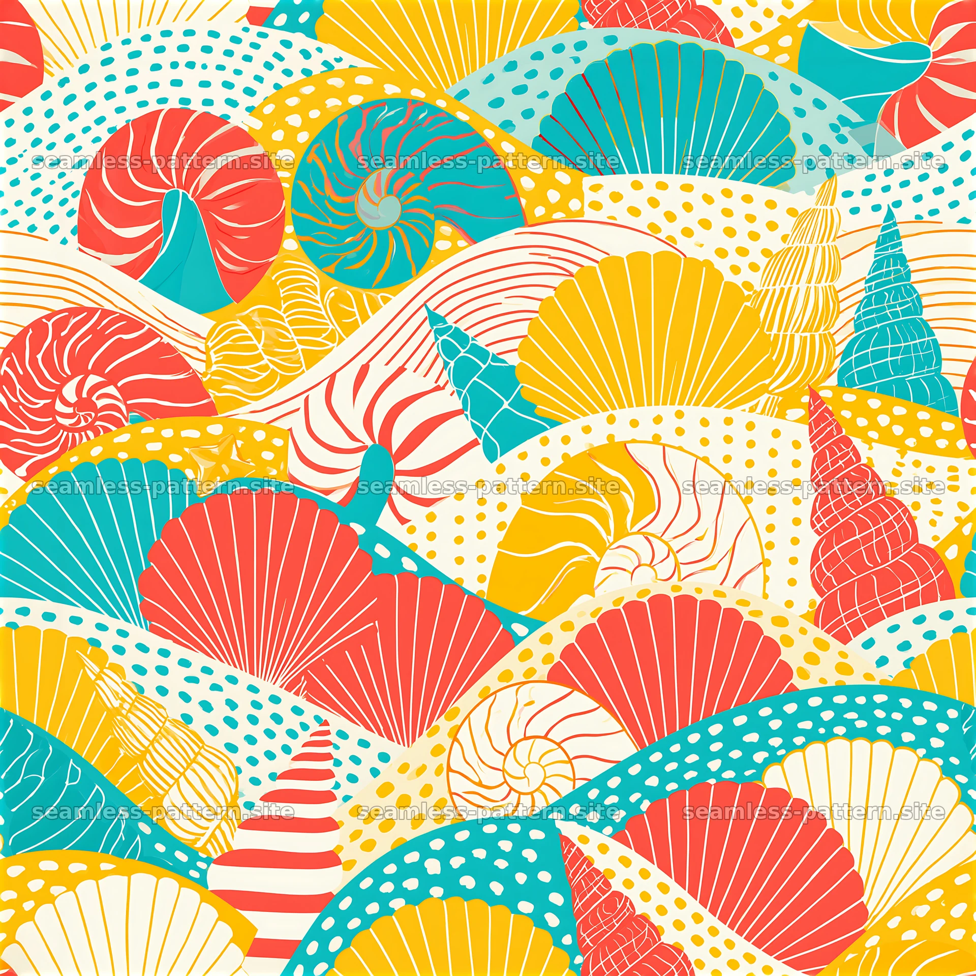 Cute Ocean Shells Seamless Pattern — seamless tileable pattern at 8192x8192